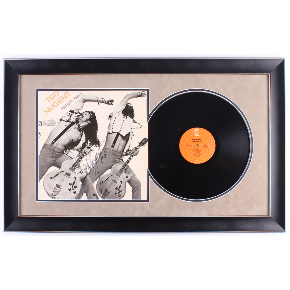 Ted Nugent Signed Free For All 19 5x31 5 Custom Framed Vinyl Record Album Display Jsa Coa Pristine Auction