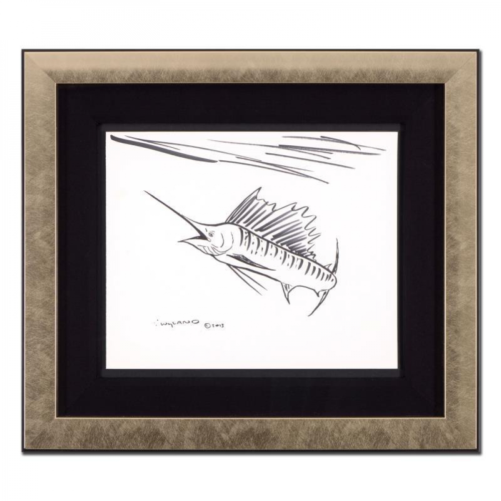 Wyland Signed "Swordfish" 21x18 Custom Framed Original Sketch