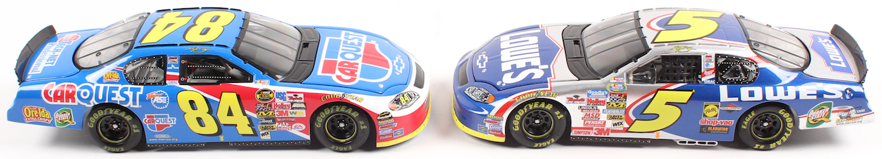 Lot of (2) Kyle Busch LE 1:24 Scale Die Cast Cars with (1) #5 Lowe's 2004 Monte Carlo & (1) #84 CarQuest 2004 Monte Carlo at PristineAuction.com Lot of (2) Kyle Busch LE 1:24 Scale Die Cast Cars with (1) #5 Lowe's 2004 Monte Carlo & (1) #84 CarQuest 2004 Monte Carlo at PristineAuction.com