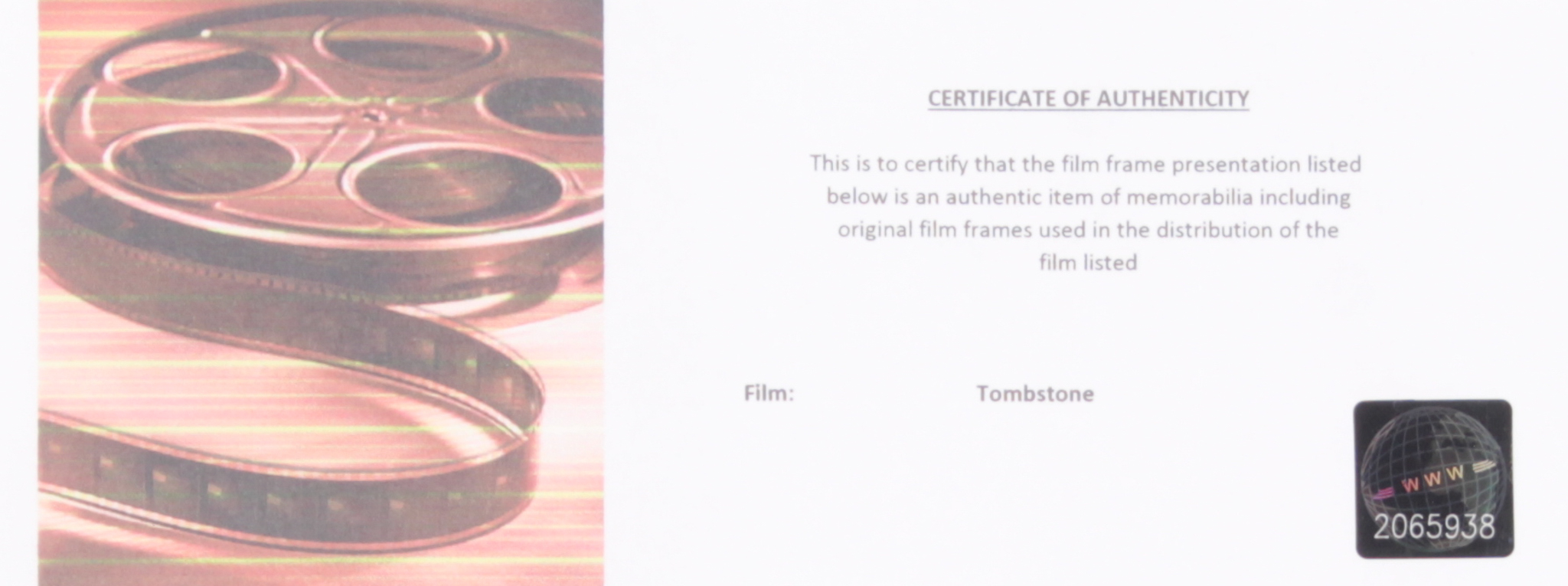 "Tombstone" Limited Edition Original Film/Movie Cell Display at PristineAuction.com "Tombstone" Limited Edition Original Film/Movie Cell Display at PristineAuction.com