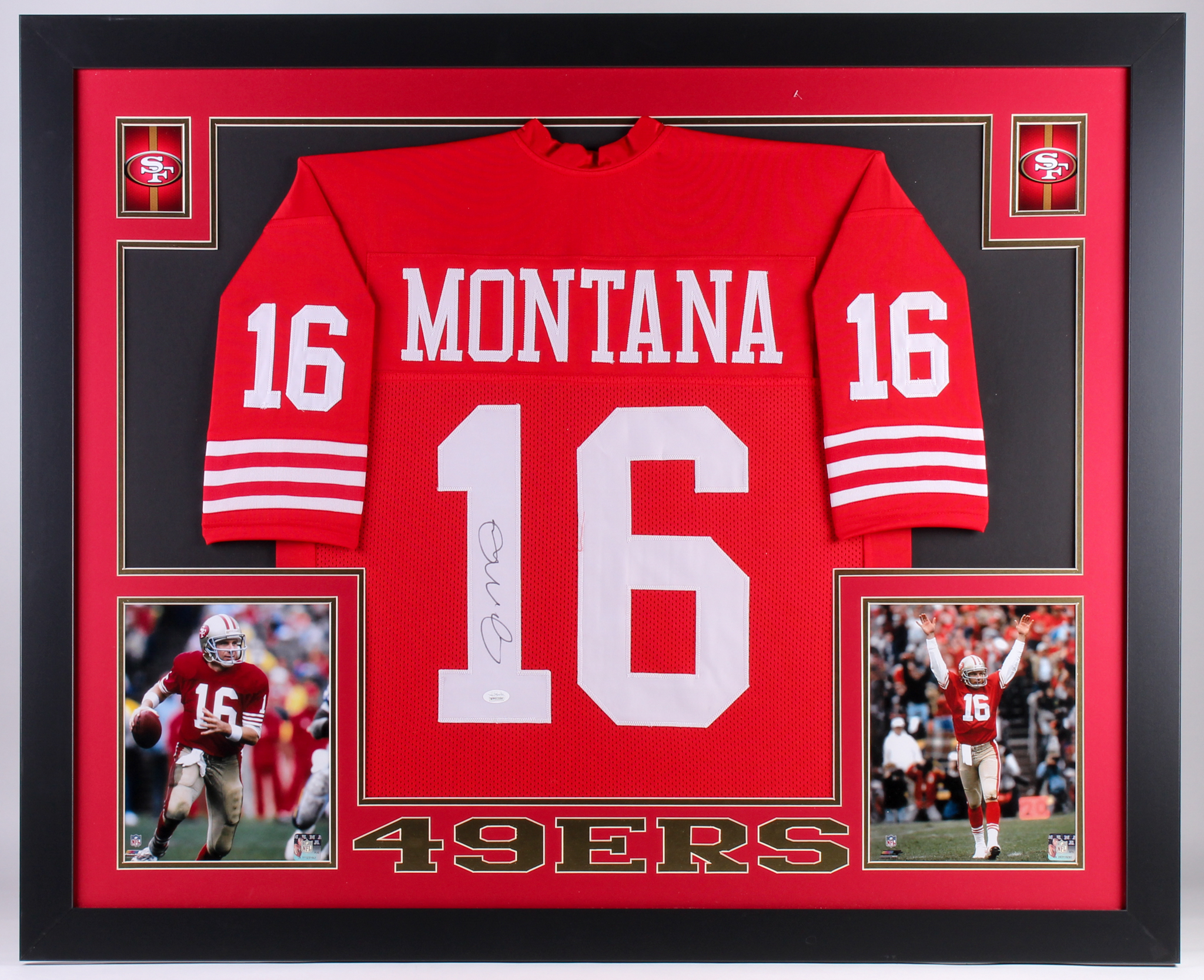 Joe Montana Signed San Francisco 49ers 35x43 Custom Framed Jersey (JSA COA) at PristineAuction.com Joe Montana Signed San Francisco 49ers 35x43 Custom Framed Jersey (JSA COA) at PristineAuction.com