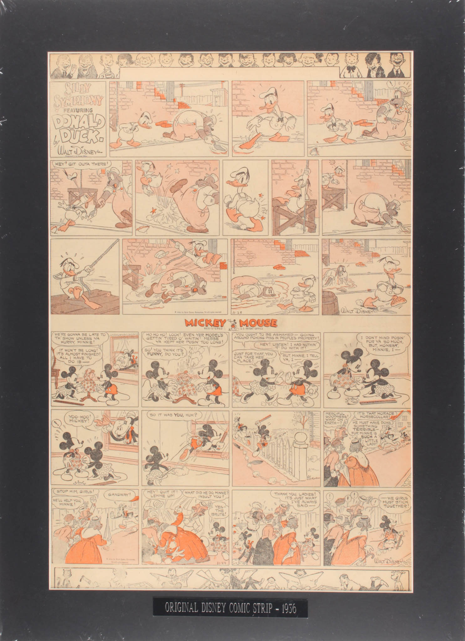 1936 Original "Silly Symphony" Disney Comic Strip 18x25 Custom Matted Display at PristineAuction.com 1936 Original "Silly Symphony" Disney Comic Strip 18x25 Custom Matted Display at PristineAuction.com