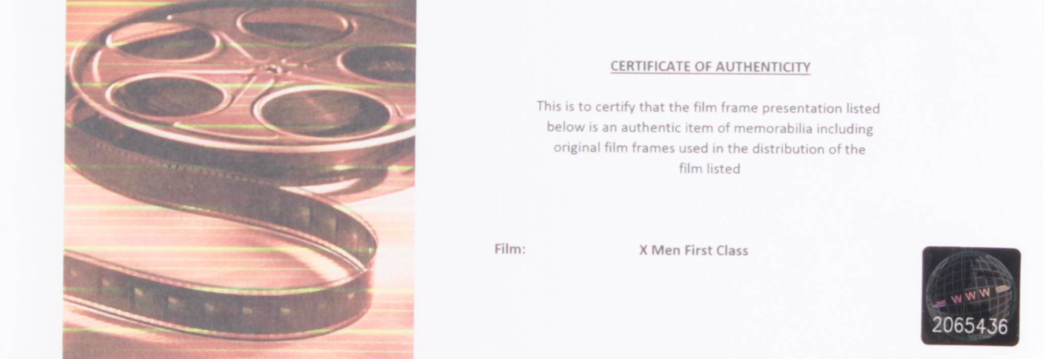 "X-Men First Class" Limited Edition Original Film / Movie Cell Display at PristineAuction.com "X-Men First Class" Limited Edition Original Film / Movie Cell Display at PristineAuction.com