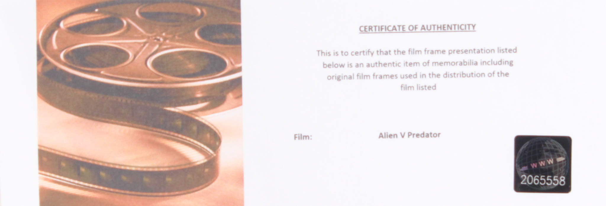 "Alien vs. Predator" Limited Edition Original Film/Movie Cell Display at PristineAuction.com "Alien vs. Predator" Limited Edition Original Film/Movie Cell Display at PristineAuction.com