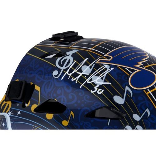 Martin Brodeur Signed St. Louis Blues Full-Size Goalie Mask (Fanatics Hologram) at PristineAuction.com Martin Brodeur Signed St. Louis Blues Full-Size Goalie Mask (Fanatics Hologram) at PristineAuction.com