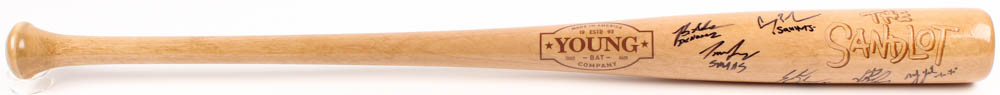 "The Sandlot" Young Bat Company Baseball bat signed by (6) with Tom Guiry, Chauncey Leopardi, Marty York, Shane Obedzinski (Fiterman Hologram) at PristineAuction.com "The Sandlot" Young Bat Company Baseball bat signed by (6) with Tom Guiry, Chauncey Leopardi, Marty York, Shane Obedzinski (Fiterman Hologram) at PristineAuction.com