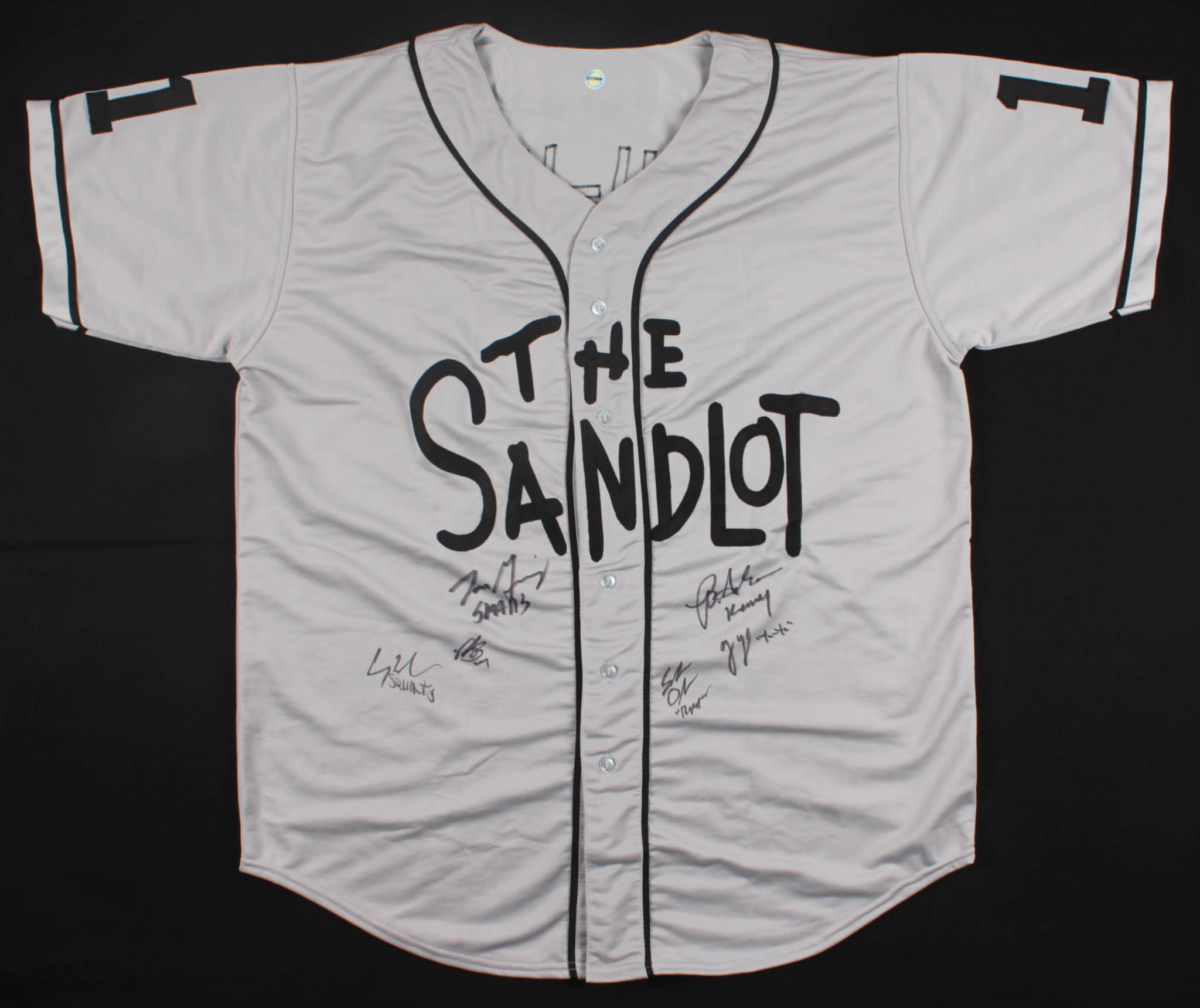 "The Sandlot" Yeah-Yeah Jersey signed by (6) with Tom Guiry, Chauncey Leopardi, Marty York, Shane Obedzinski (Fiterman Hologram) at PristineAuction.com "The Sandlot" Yeah-Yeah Jersey signed by (6) with Tom Guiry, Chauncey Leopardi, Marty York, Shane Obedzinski (Fiterman Hologram) at PristineAuction.com