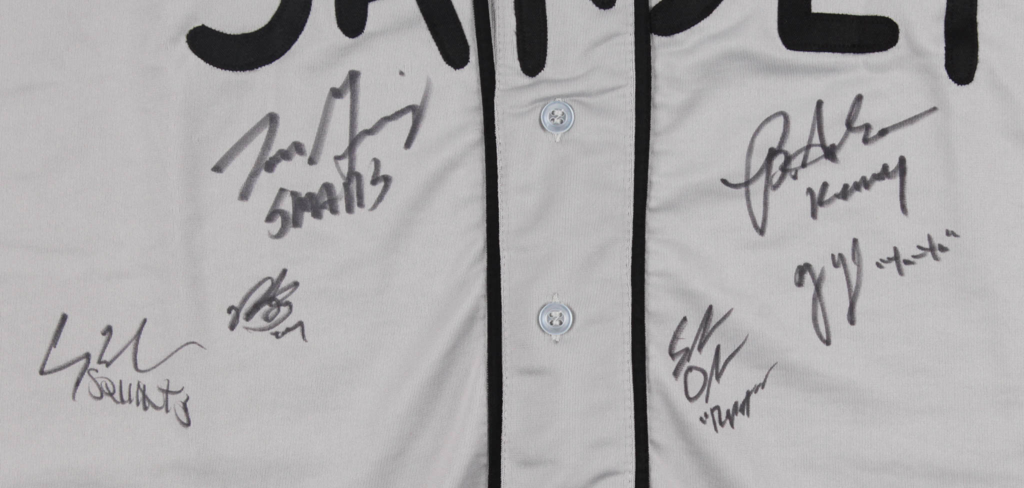 "The Sandlot" Yeah-Yeah Jersey signed by (6) with Tom Guiry, Chauncey Leopardi, Marty York, Shane Obedzinski (Fiterman Hologram) at PristineAuction.com "The Sandlot" Yeah-Yeah Jersey signed by (6) with Tom Guiry, Chauncey Leopardi, Marty York, Shane Obedzinski (Fiterman Hologram) at PristineAuction.com