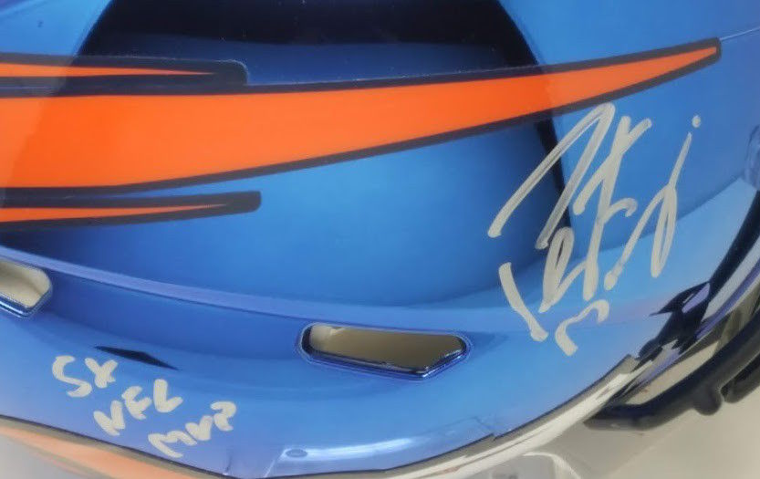 Peyton Manning Signed LE Broncos Full-Size Authentic On-Field Custom Chrome Speed Helmet Inscribed "5X NFL MVP" (Fanatics Hologram) at PristineAuction.com Peyton Manning Signed LE Broncos Full-Size Authentic On-Field Custom Chrome Speed Helmet Inscribed "5X NFL MVP" (Fanatics Hologram) at PristineAuction.com