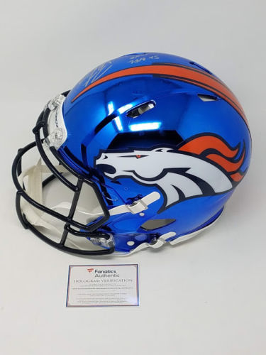 Peyton Manning Signed LE Broncos Full-Size Authentic On-Field Custom Chrome Speed Helmet Inscribed "5X NFL MVP" (Fanatics Hologram) at PristineAuction.com Peyton Manning Signed LE Broncos Full-Size Authentic On-Field Custom Chrome Speed Helmet Inscribed "5X NFL MVP" (Fanatics Hologram) at PristineAuction.com