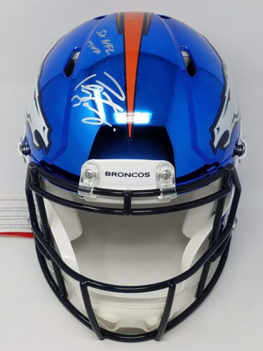 Peyton Manning Signed LE Broncos Full-Size Authentic On-Field Custom Chrome Speed Helmet Inscribed "5X NFL MVP" (Fanatics Hologram) at PristineAuction.com Peyton Manning Signed LE Broncos Full-Size Authentic On-Field Custom Chrome Speed Helmet Inscribed "5X NFL MVP" (Fanatics Hologram) at PristineAuction.com
