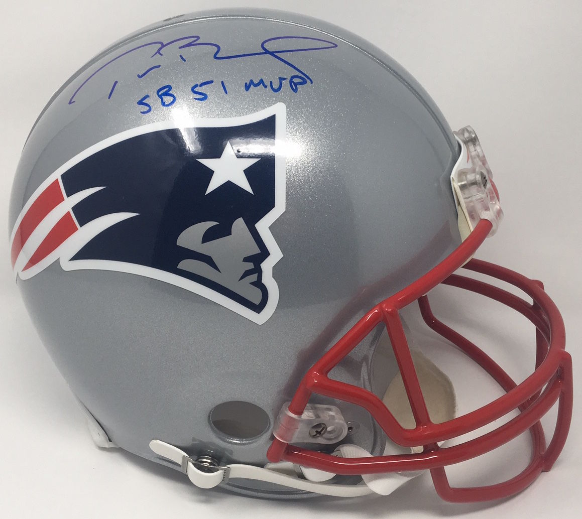 Tom Brady Signed Patriots Full-Size Authentic On-Field Helmet Inscribed "SB 51 MVP" (Steiner COA & TriStar Hologram) at PristineAuction.com Tom Brady Signed Patriots Full-Size Authentic On-Field Helmet Inscribed "SB 51 MVP" (Steiner COA & TriStar Hologram) at PristineAuction.com
