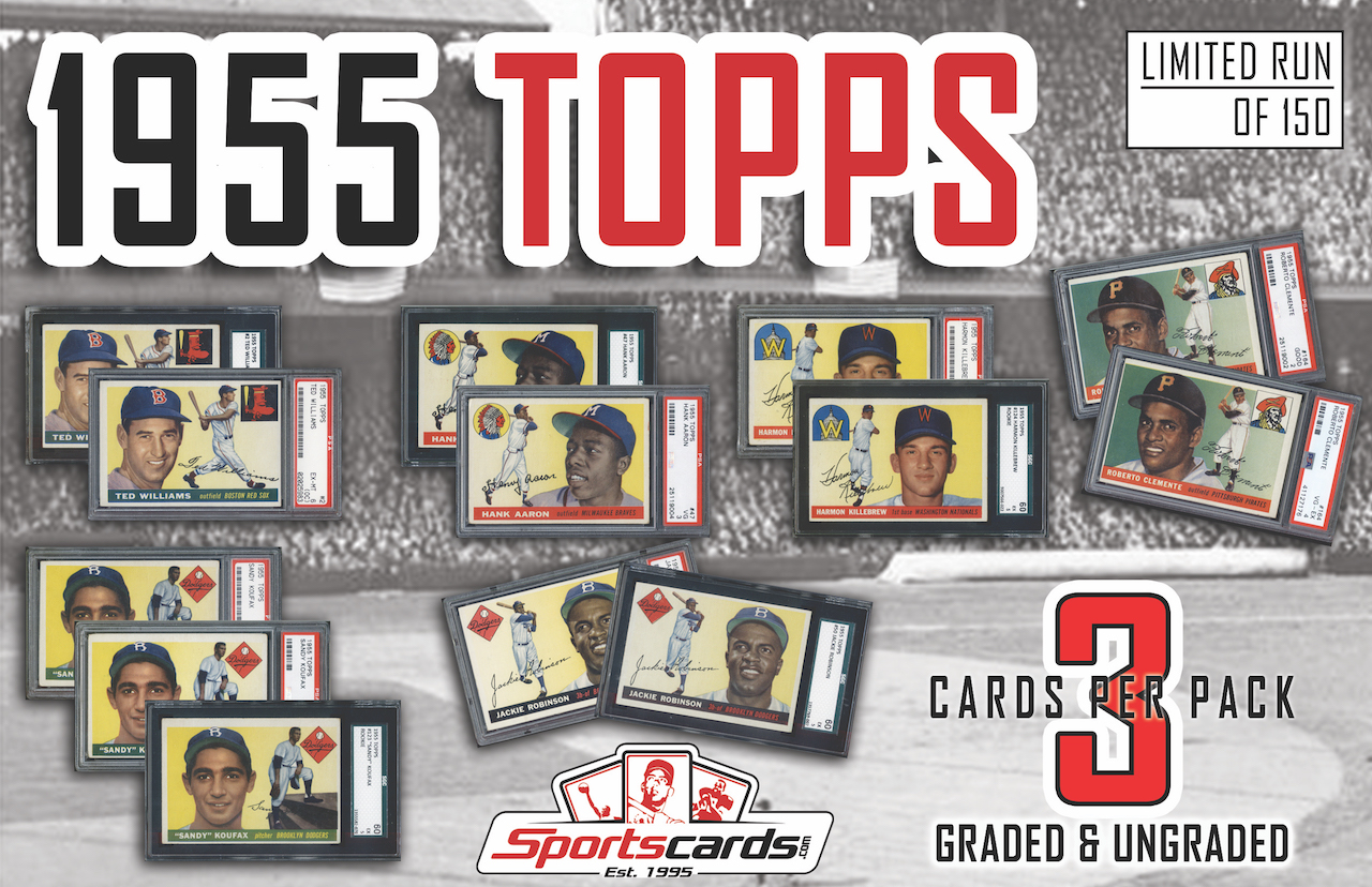 “1955 Topps Baseball SUPER PACK” - Mystery Box - (3) Cards Per Pack! PSA & SGC Graded! at PristineAuction.com “1955 Topps Baseball SUPER PACK” - Mystery Box - (3) Cards Per Pack! PSA & SGC Graded! at PristineAuction.com
