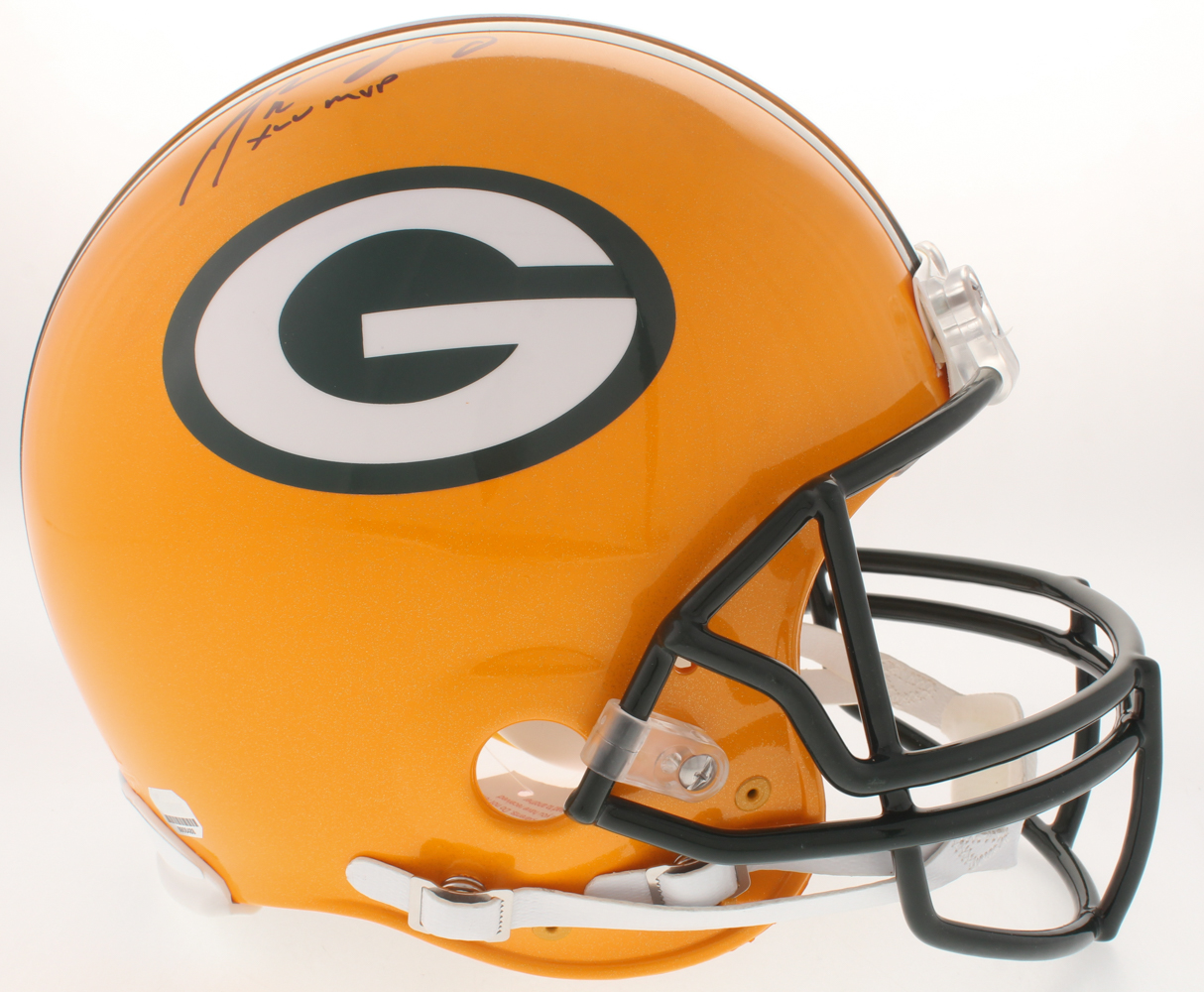 Aaron Rodgers Signed Packers Authentic On-Field Full-Size Helmet Inscribed "XLV MVP" (Fanatics Hologram) at PristineAuction.com Aaron Rodgers Signed Packers Authentic On-Field Full-Size Helmet Inscribed "XLV MVP" (Fanatics Hologram) at PristineAuction.com