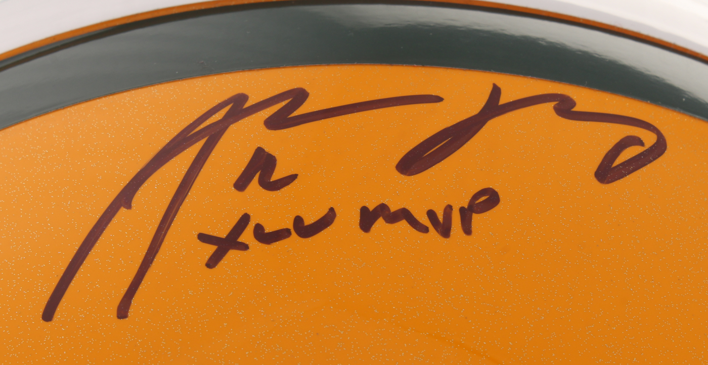 Aaron Rodgers Signed Packers Authentic On-Field Full-Size Helmet Inscribed "XLV MVP" (Fanatics Hologram) at PristineAuction.com Aaron Rodgers Signed Packers Authentic On-Field Full-Size Helmet Inscribed "XLV MVP" (Fanatics Hologram) at PristineAuction.com