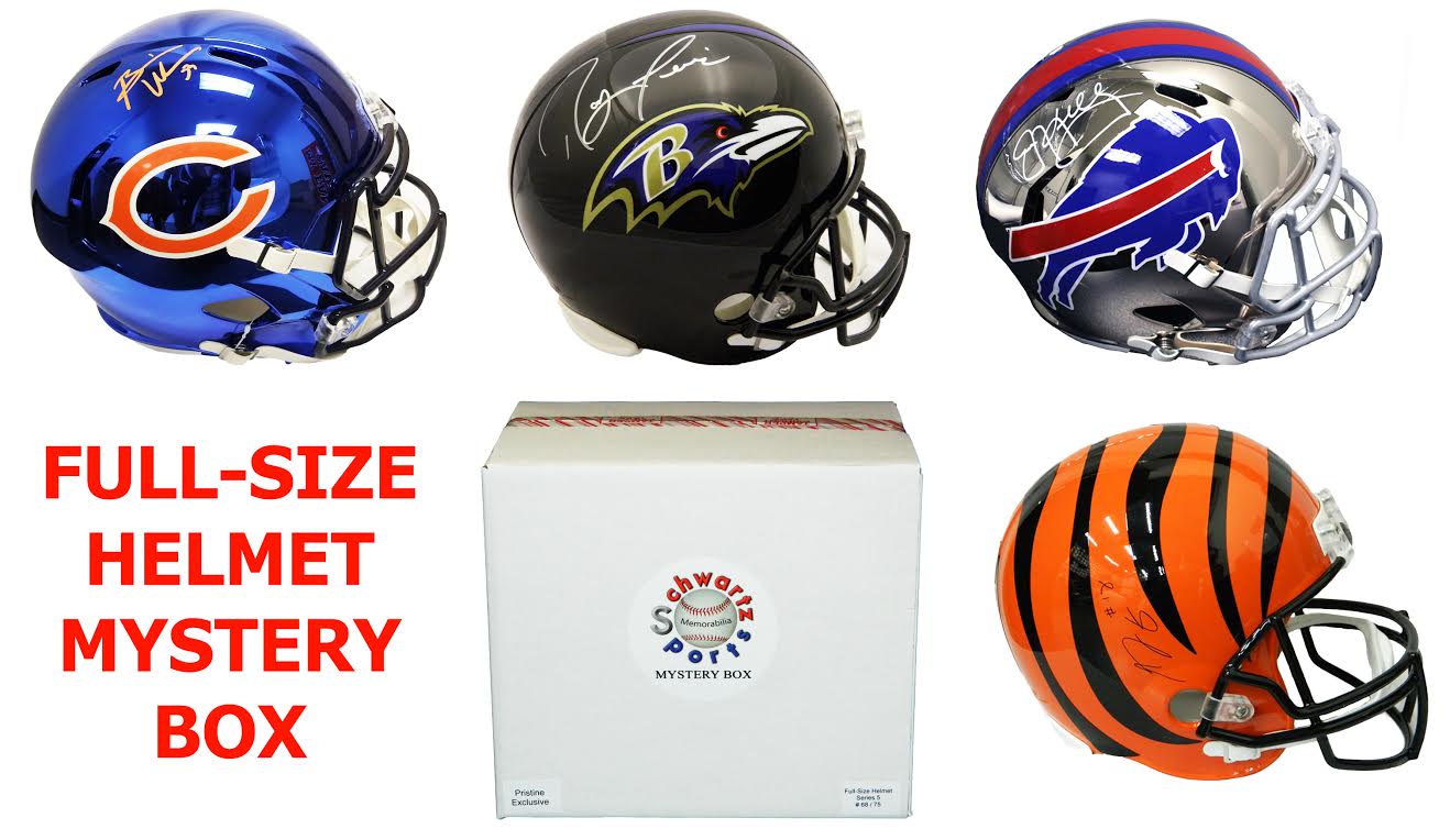 Schwartz Sports Football Superstar Signed Full-Size Football Helmet Mystery Box - Series 5 (Limited to 75) at PristineAuction.com Schwartz Sports Football Superstar Signed Full-Size Football Helmet Mystery Box - Series 5 (Limited to 75) at PristineAuction.com