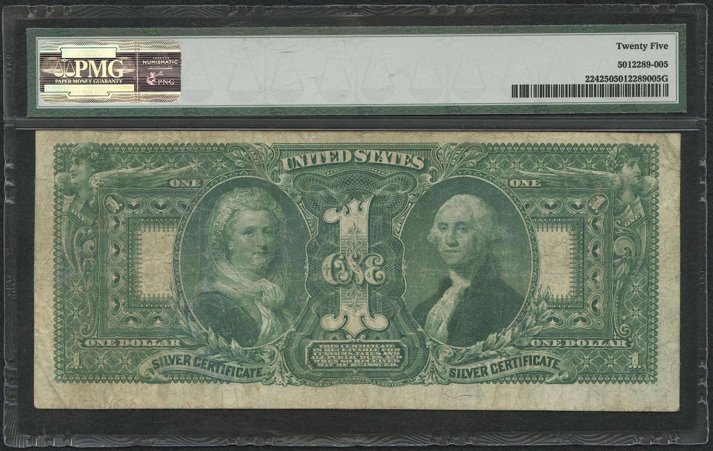 1896 $1 One Dollar "Educational Series" U.S. Silver Certificate Large Size Currency Bank Note Fr #224 (PMG 25) at PristineAuction.com 1896 $1 One Dollar "Educational Series" U.S. Silver Certificate Large Size Currency Bank Note Fr #224 (PMG 25) at PristineAuction.com