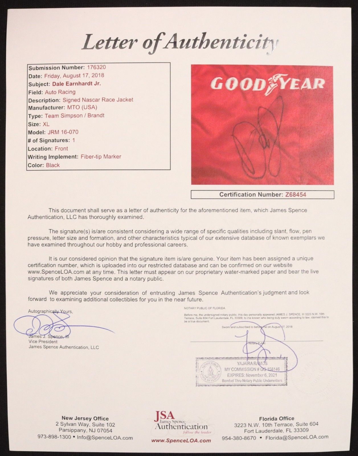 Dale Earnhardt Jr. Signed Nascar Team Simpson Crew Suit Jacket (JSA LOA) at PristineAuction.com Dale Earnhardt Jr. Signed Nascar Team Simpson Crew Suit Jacket (JSA LOA) at PristineAuction.com