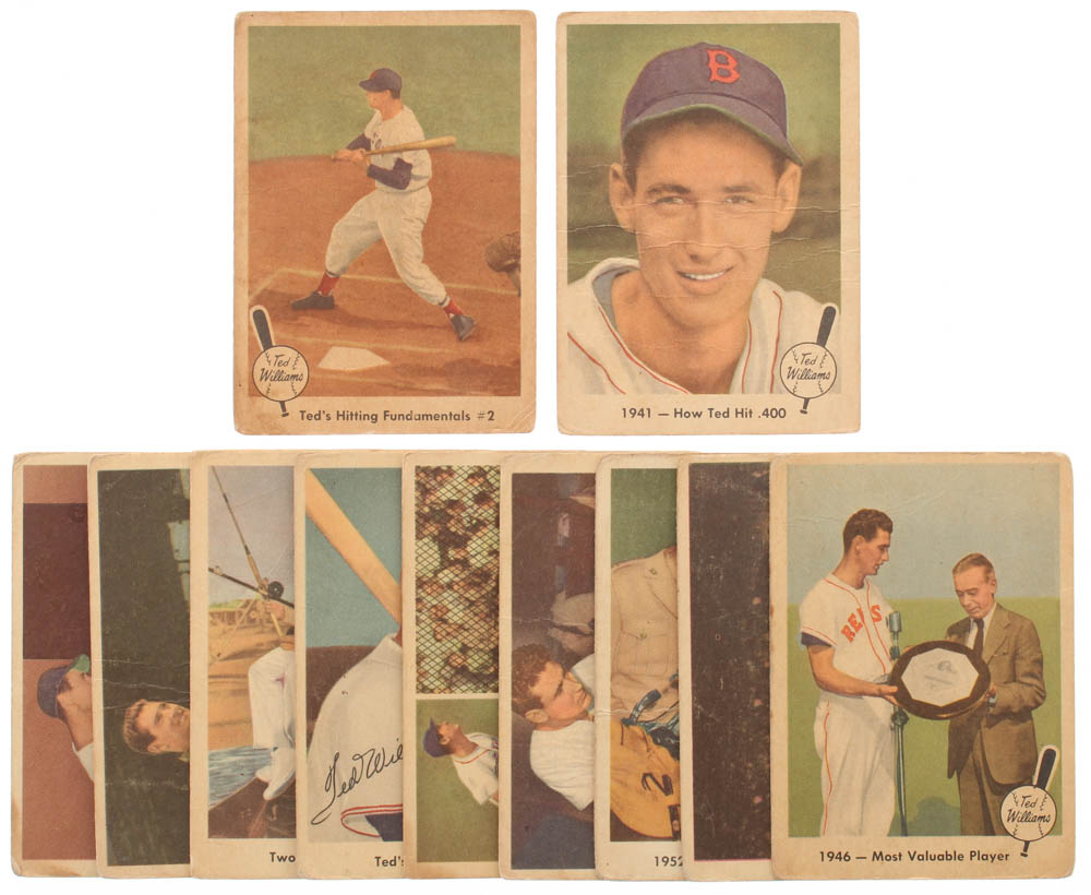 Lot of (11) 1959 Fleer Ted Williams Baseball Cards with #72 Hitting Fundamental 2, #17 How Ted Hit .400 at PristineAuction.com Lot of (11) 1959 Fleer Ted Williams Baseball Cards with #72 Hitting Fundamental 2, #17 How Ted Hit .400 at PristineAuction.com