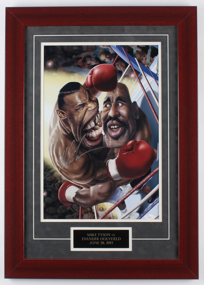 Mike Tyson Signed "Tyson vs. Holyfield" 19x27 Custom Framed Caricature (JSA COA) at PristineAuction.com Mike Tyson Signed "Tyson vs. Holyfield" 19x27 Custom Framed Caricature (JSA COA) at PristineAuction.com