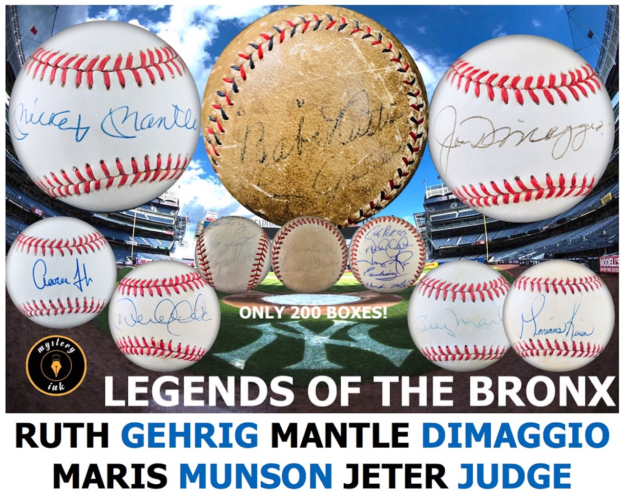 Mystery Ink Legends Of The Bronx Mystery Box Baseball Ruth / Gehrig Edition! 1 Yankees Signed Baseball In Every Box! at PristineAuction.com Mystery Ink Legends Of The Bronx Mystery Box Baseball Ruth / Gehrig Edition! 1 Yankees Signed Baseball In Every Box! at PristineAuction.com