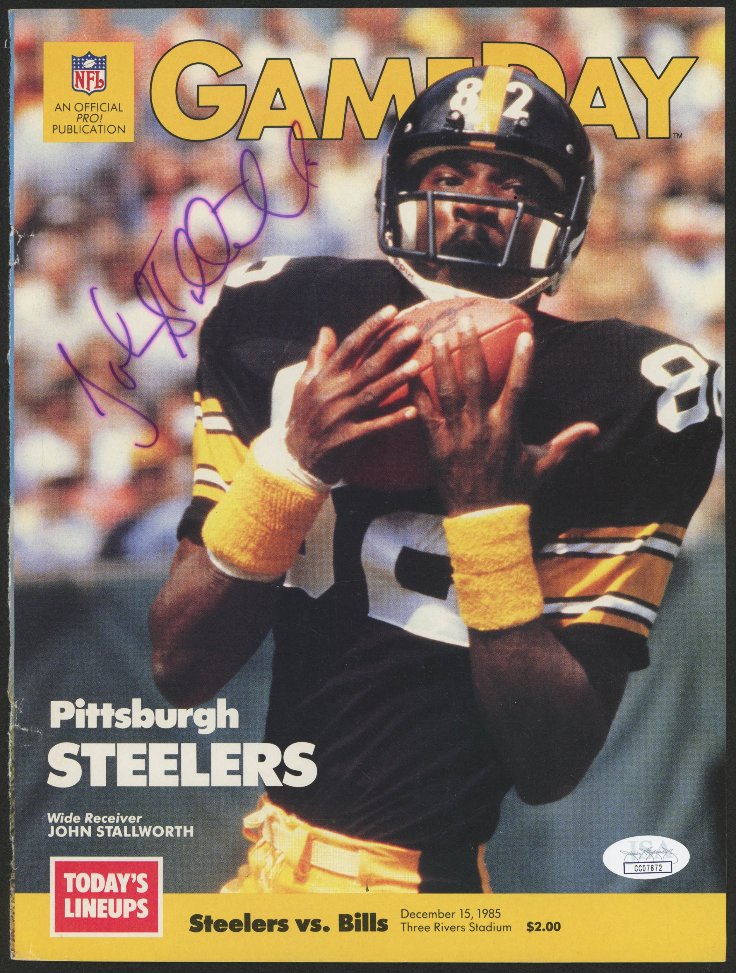 John Stallworth Signed Steelers 1985 Gameday Cover (JSA COA) at PristineAuction.com John Stallworth Signed Steelers 1985 Gameday Cover (JSA COA) at PristineAuction.com