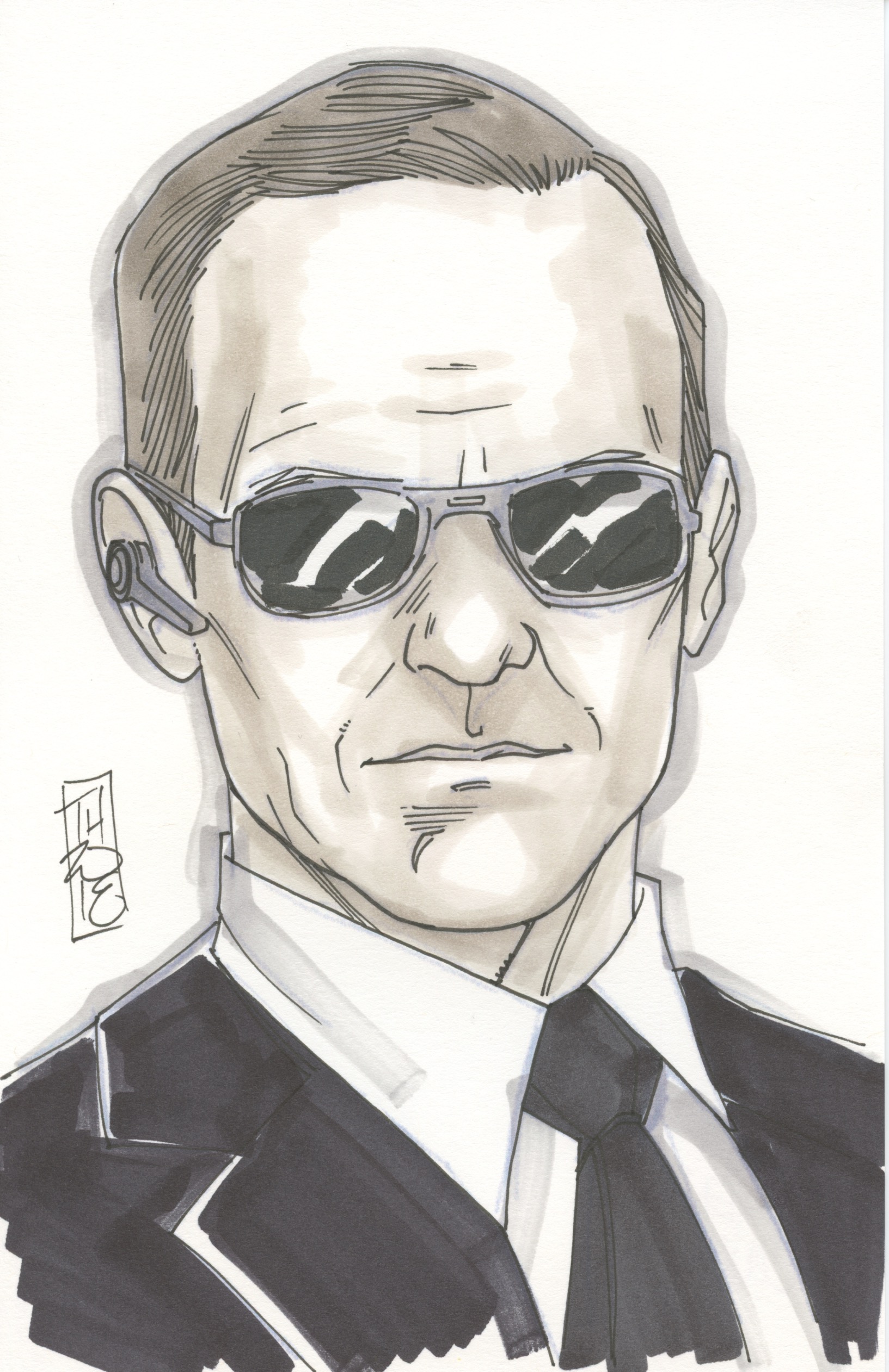 Tom Hodges - Agent Coulson - SHIELD - Marvel Signed ORIGINAL 5.5" x 8.5" Color Drawing on Paper (1/1) at PristineAuction.com Tom Hodges - Agent Coulson - SHIELD - Marvel Signed ORIGINAL 5.5" x 8.5" Color Drawing on Paper (1/1) at PristineAuction.com