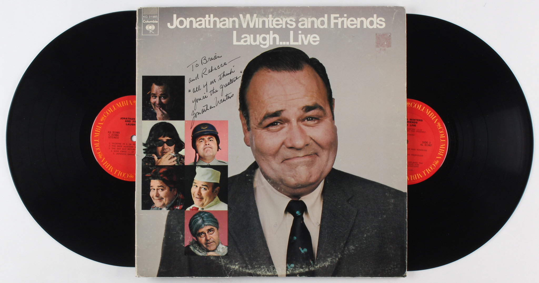 Jonathan Winters Signed "Jonathan Winters and Friends: Laugh...Live" Vinyl Record Album Inscribed "All of Us Think You're the Greatest" (JSA COA) at PristineAuction.com Jonathan Winters Signed "Jonathan Winters and Friends: Laugh...Live" Vinyl Record Album Inscribed "All of Us Think You're the Greatest" (JSA COA) at PristineAuction.com