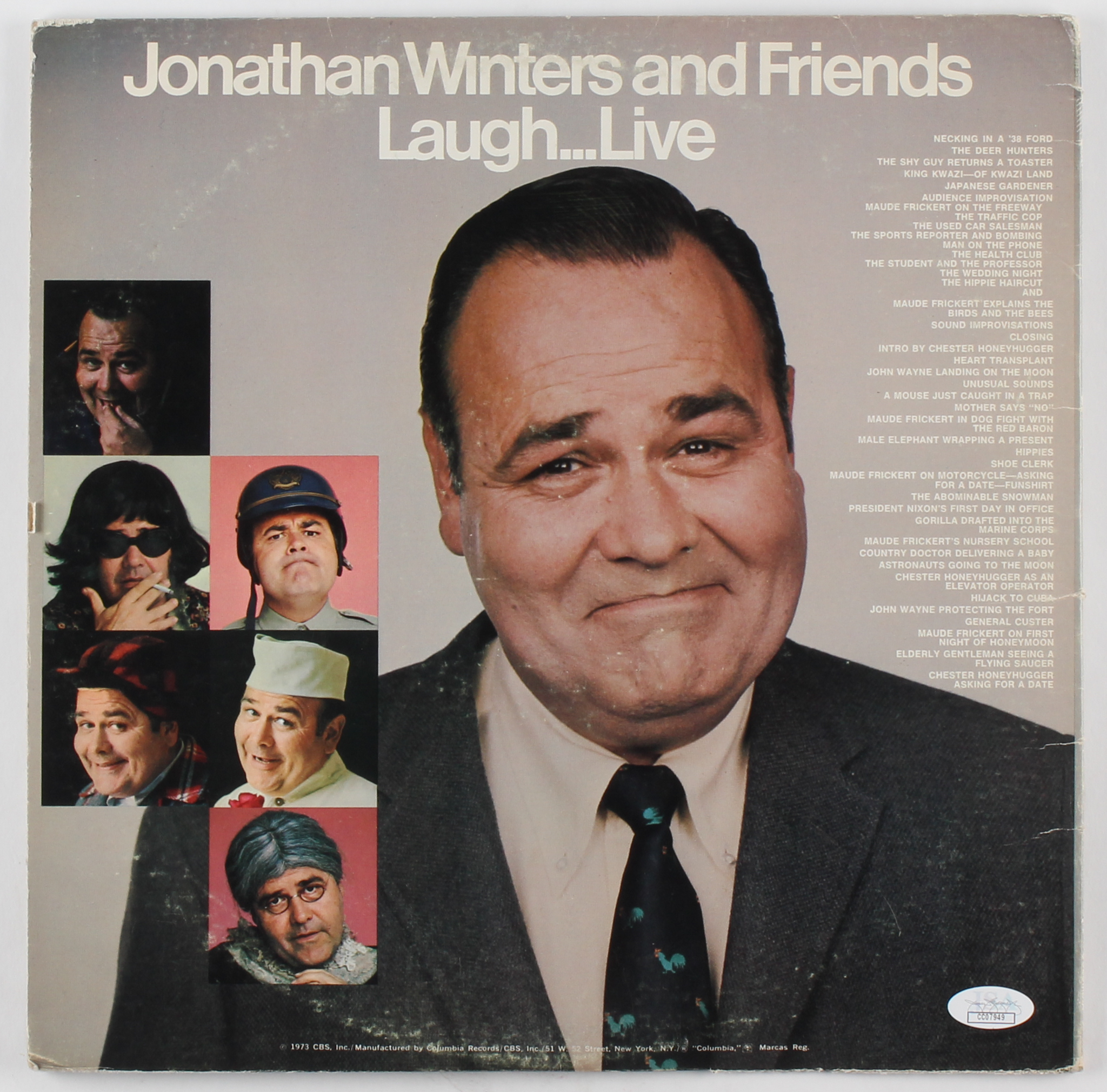 Jonathan Winters Signed "Jonathan Winters and Friends: Laugh...Live" Vinyl Record Album Inscribed "All of Us Think You're the Greatest" (JSA COA) at PristineAuction.com Jonathan Winters Signed "Jonathan Winters and Friends: Laugh...Live" Vinyl Record Album Inscribed "All of Us Think You're the Greatest" (JSA COA) at PristineAuction.com