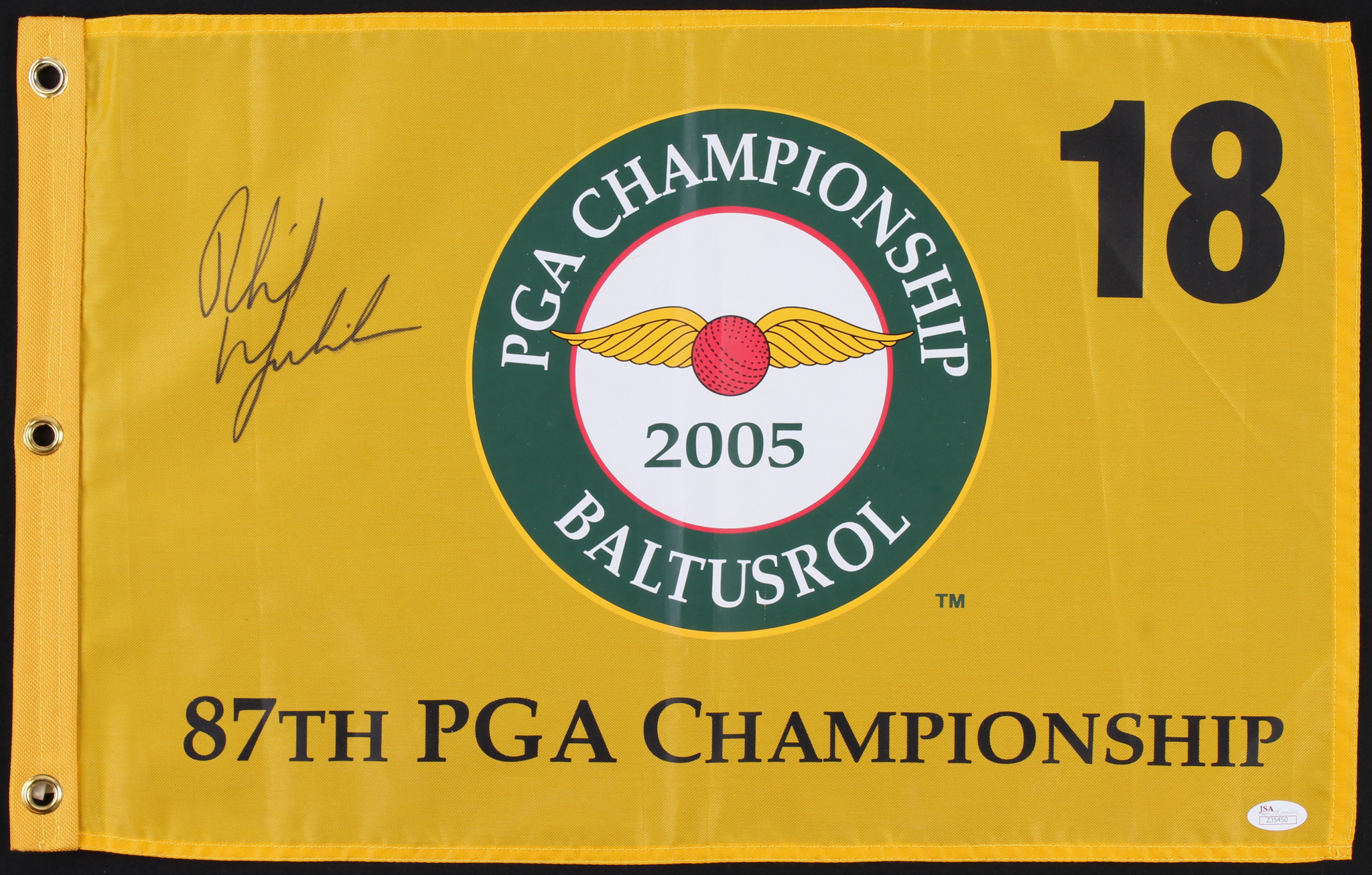 Phil Mickelson Signed 2005 Baltusrol PGA Championship Pin Flag (JSA LOA) at PristineAuction.com Phil Mickelson Signed 2005 Baltusrol PGA Championship Pin Flag (JSA LOA) at PristineAuction.com