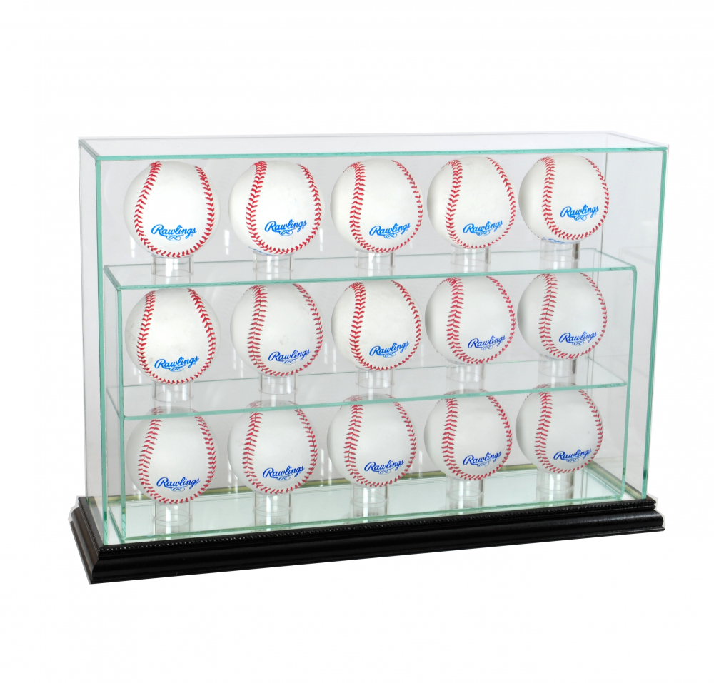 Premium 1315 Baseball Upright Glass Display Case with Mirrored Black