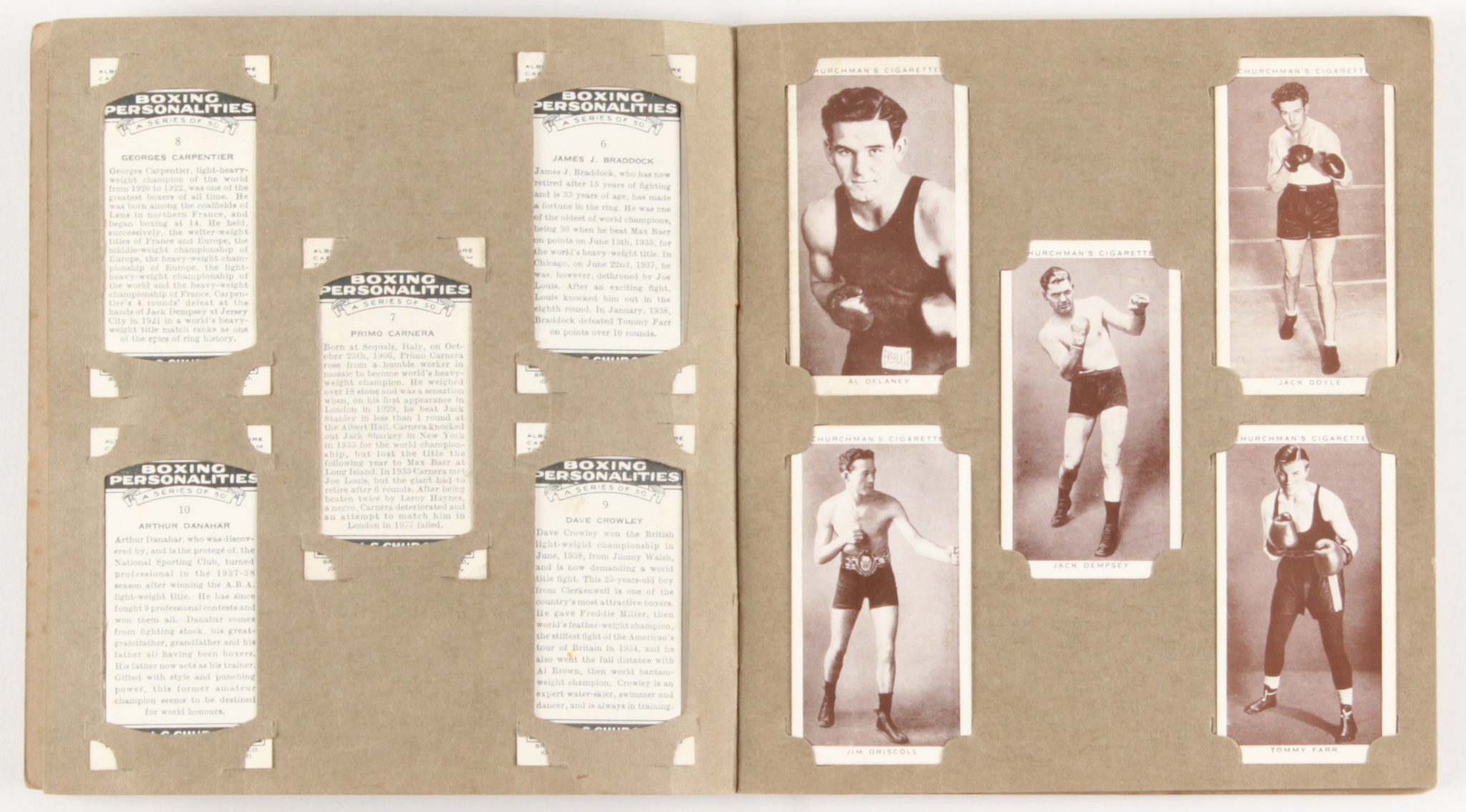 Complete Set of (50) 1938 Churchman's Cigarettes Boxing Cards with Album at PristineAuction.com Complete Set of (50) 1938 Churchman's Cigarettes Boxing Cards with Album at PristineAuction.com