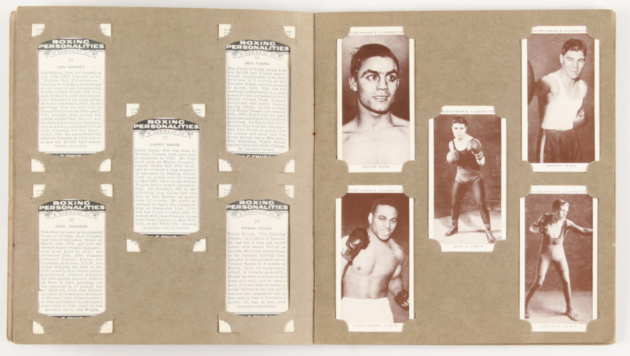 Complete Set of (50) 1938 Churchman's Cigarettes Boxing Cards with Album at PristineAuction.com Complete Set of (50) 1938 Churchman's Cigarettes Boxing Cards with Album at PristineAuction.com