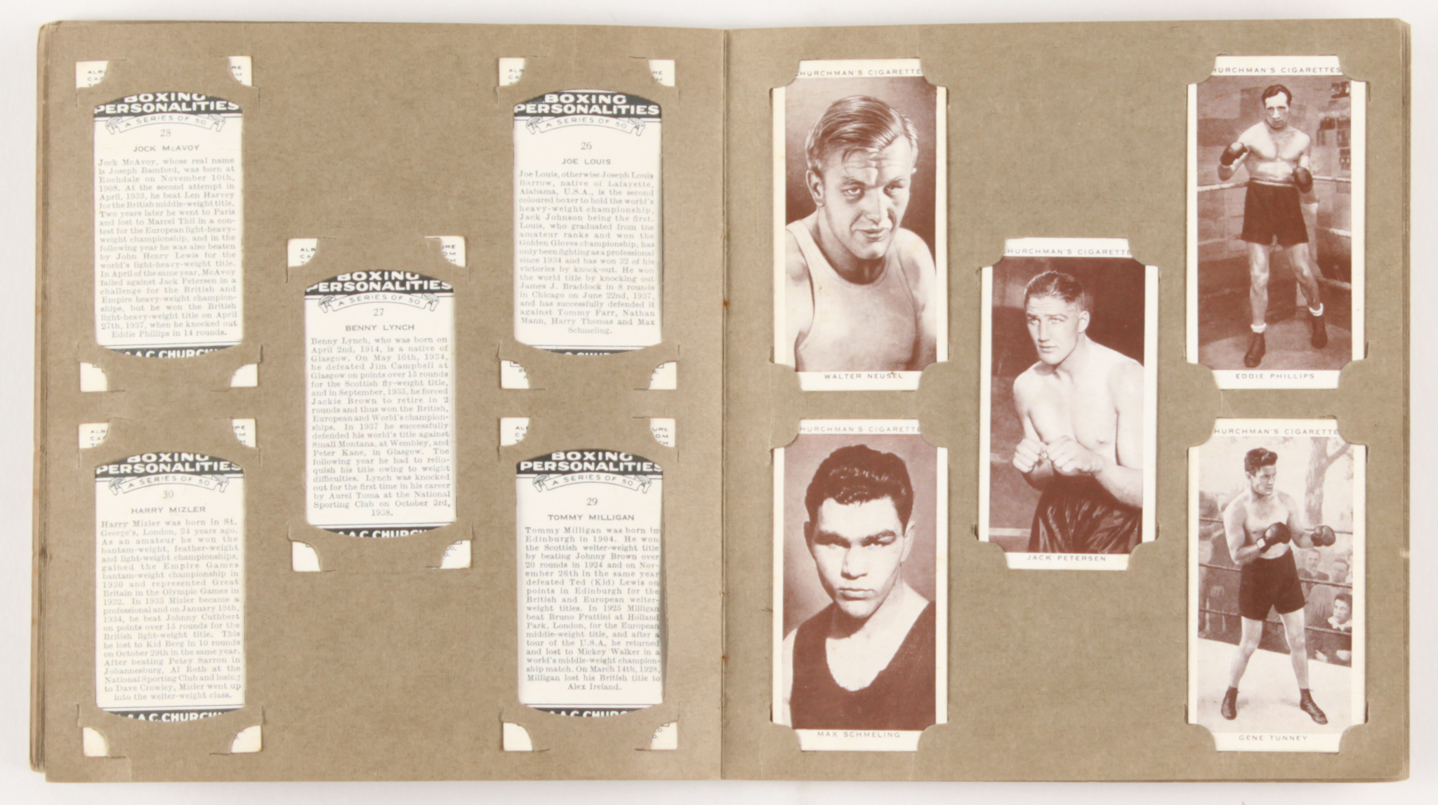 Complete Set of (50) 1938 Churchman's Cigarettes Boxing Cards with Album at PristineAuction.com Complete Set of (50) 1938 Churchman's Cigarettes Boxing Cards with Album at PristineAuction.com