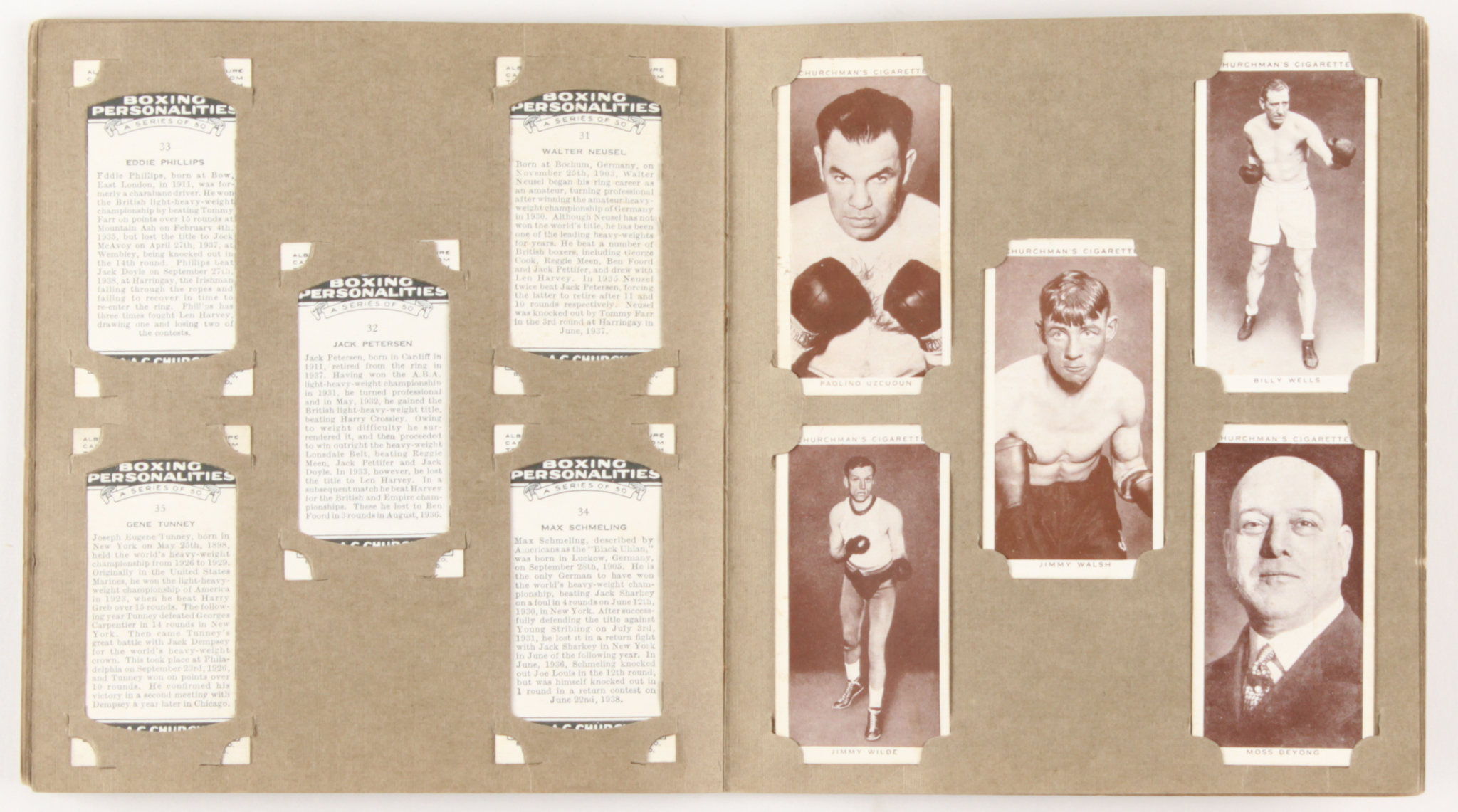 Complete Set of (50) 1938 Churchman's Cigarettes Boxing Cards with Album at PristineAuction.com Complete Set of (50) 1938 Churchman's Cigarettes Boxing Cards with Album at PristineAuction.com