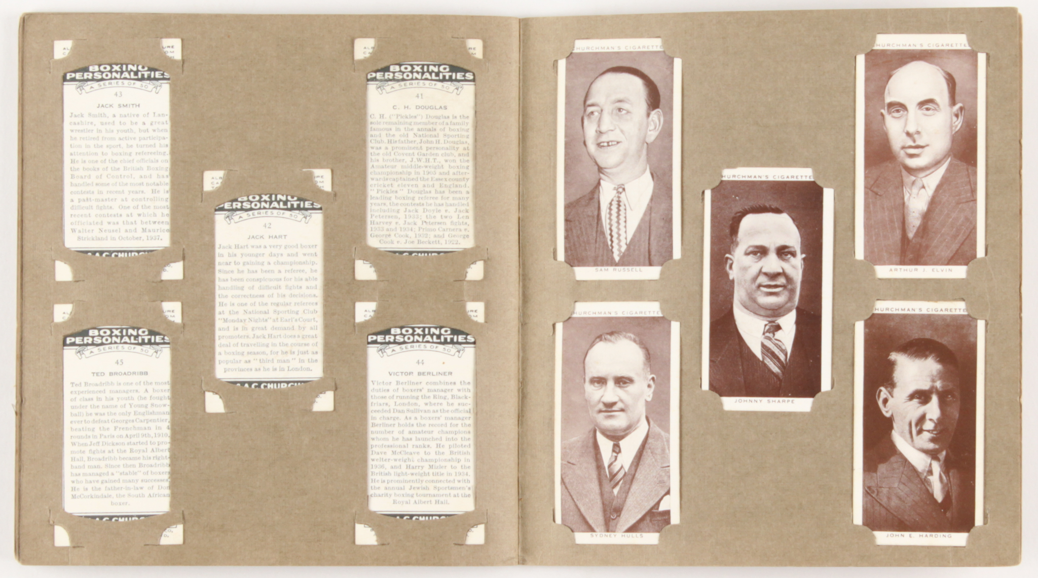 Complete Set of (50) 1938 Churchman's Cigarettes Boxing Cards with Album at PristineAuction.com Complete Set of (50) 1938 Churchman's Cigarettes Boxing Cards with Album at PristineAuction.com