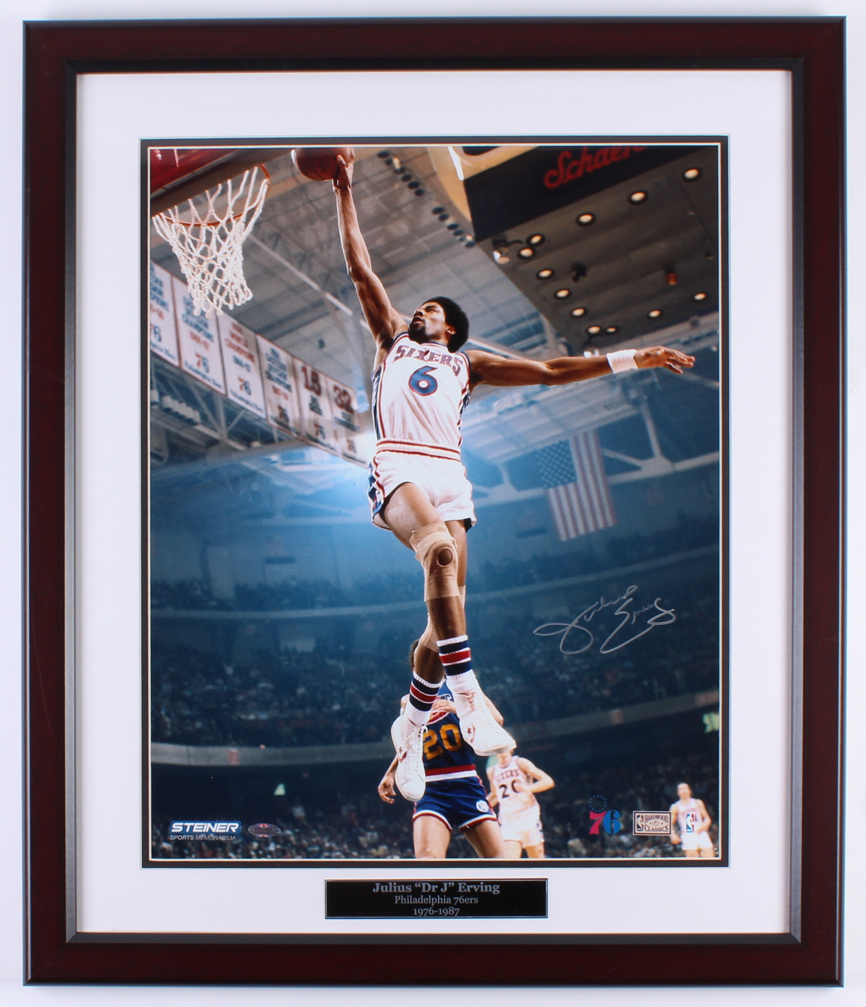 Julius Erving Signed 76ers 16x20 Custom Framed Photo Display (Steiner COA) at PristineAuction.com Julius Erving Signed 76ers 16x20 Custom Framed Photo Display (Steiner COA) at PristineAuction.com
