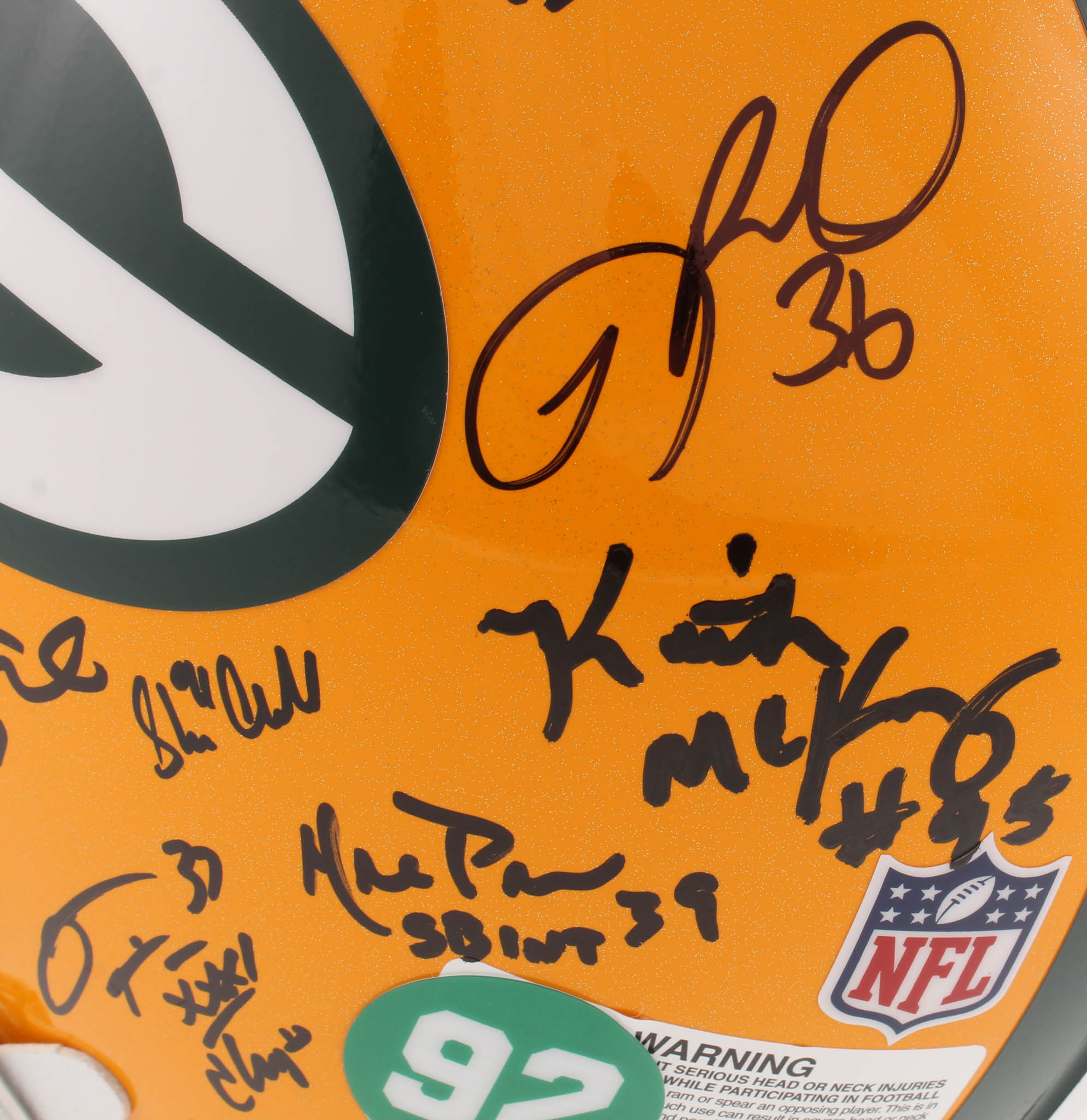 LE Super Bowl XXXI Champions Packers Full-Size Authentic On-Field Helmet Team-Signed by (23) With Brett Favre, Chris Jackie, Dorsey Levens (Radtke COA) at PristineAuction.com LE Super Bowl XXXI Champions Packers Full-Size Authentic On-Field Helmet Team-Signed by (23) With Brett Favre, Chris Jackie, Dorsey Levens (Radtke COA) at PristineAuction.com