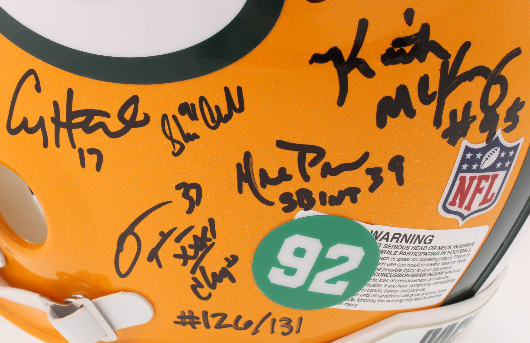 LE Super Bowl XXXI Champions Packers Full-Size Authentic On-Field Helmet Team-Signed by (23) With Brett Favre, Chris Jackie, Dorsey Levens (Radtke COA) at PristineAuction.com LE Super Bowl XXXI Champions Packers Full-Size Authentic On-Field Helmet Team-Signed by (23) With Brett Favre, Chris Jackie, Dorsey Levens (Radtke COA) at PristineAuction.com