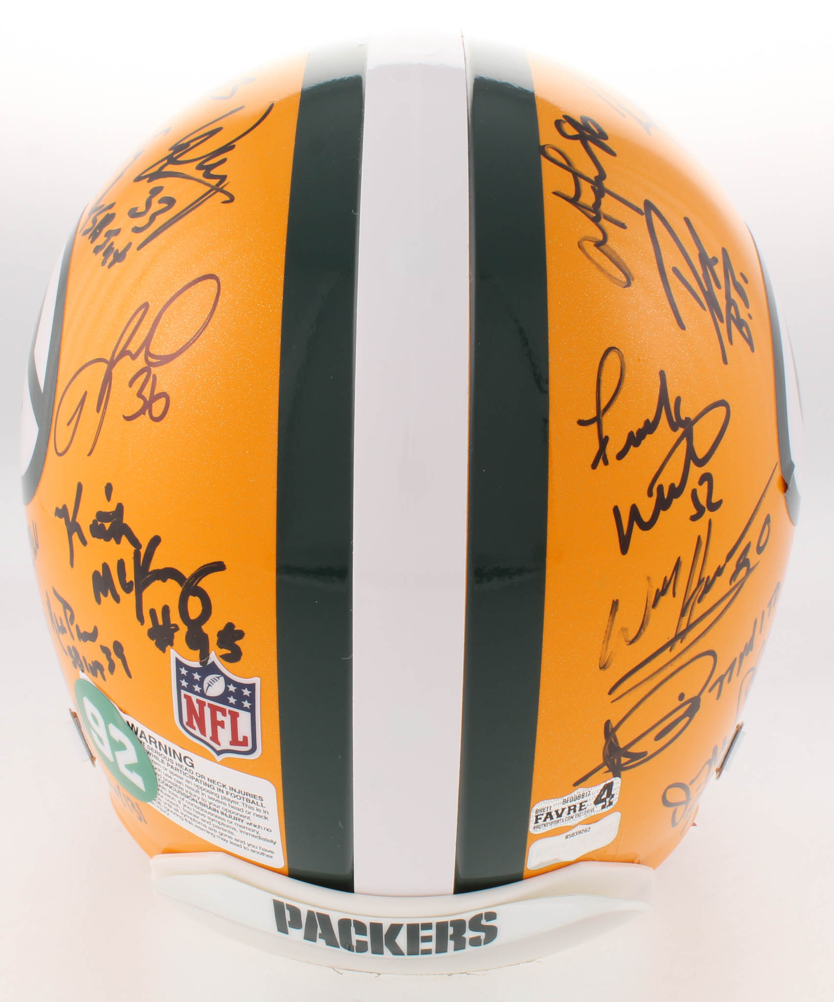 LE Super Bowl XXXI Champions Packers Full-Size Authentic On-Field Helmet Team-Signed by (23) With Brett Favre, Chris Jackie, Dorsey Levens (Radtke COA) at PristineAuction.com LE Super Bowl XXXI Champions Packers Full-Size Authentic On-Field Helmet Team-Signed by (23) With Brett Favre, Chris Jackie, Dorsey Levens (Radtke COA) at PristineAuction.com
