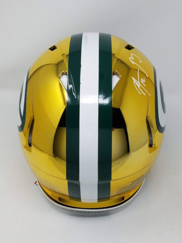 Aaron Rodgers Signed Packers Chrome Full-Size Authentic On-Field Speed Helmet (Steiner COA) at PristineAuction.com Aaron Rodgers Signed Packers Chrome Full-Size Authentic On-Field Speed Helmet (Steiner COA) at PristineAuction.com