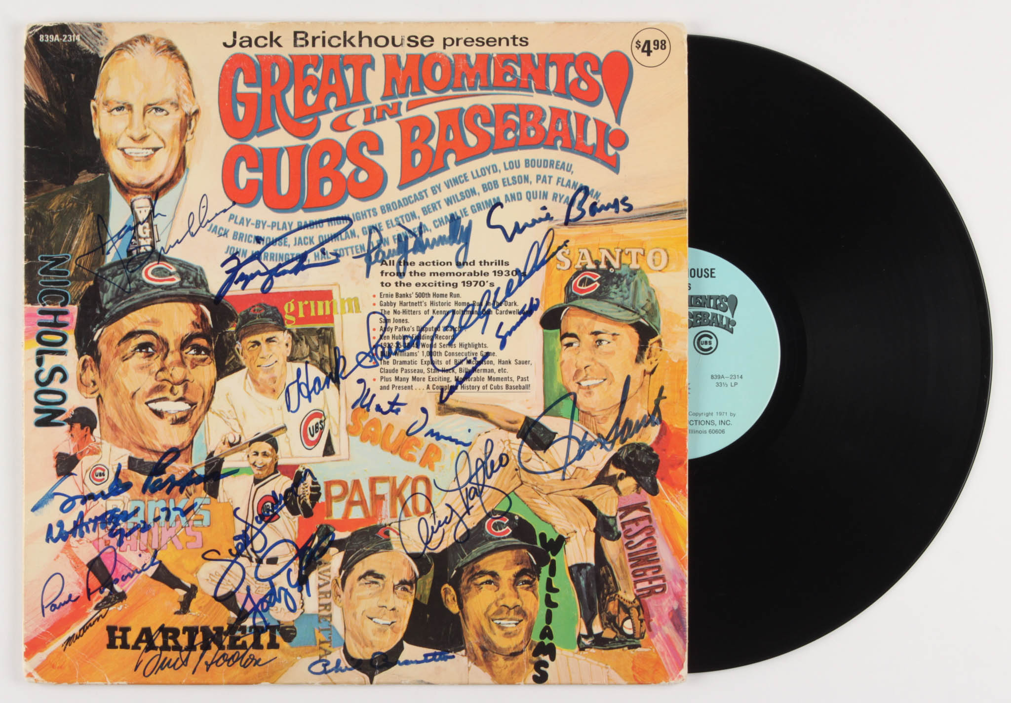 "The Greatest Moments in Cubs Baseball" Vinyl Record Album Signed by (17) with Ron Santo, Fergie Jenkins, Billy Williams, Ernie Banks, Monte Irvin (JSA LOA) at PristineAuction.com "The Greatest Moments in Cubs Baseball" Vinyl Record Album Signed by (17) with Ron Santo, Fergie Jenkins, Billy Williams, Ernie Banks, Monte Irvin (JSA LOA) at PristineAuction.com