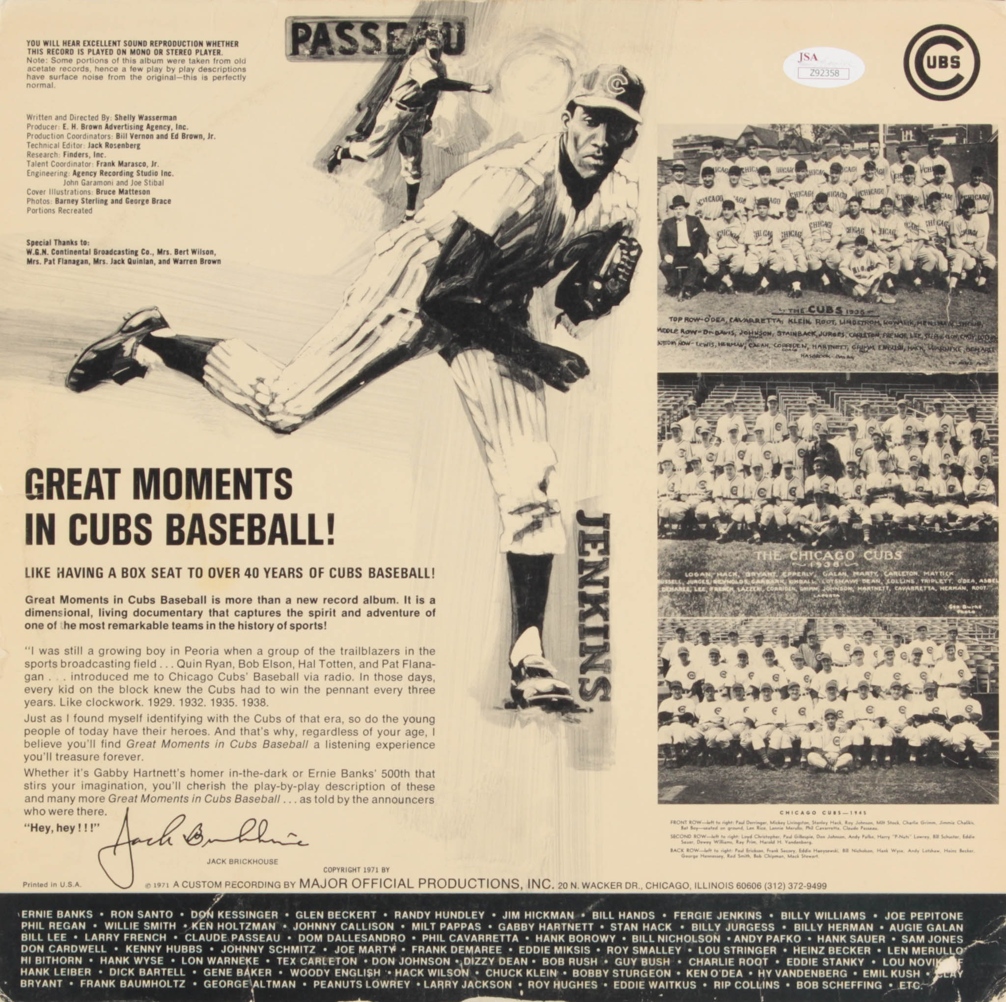 "The Greatest Moments in Cubs Baseball" Vinyl Record Album Signed by (17) with Ron Santo, Fergie Jenkins, Billy Williams, Ernie Banks, Monte Irvin (JSA LOA) at PristineAuction.com "The Greatest Moments in Cubs Baseball" Vinyl Record Album Signed by (17) with Ron Santo, Fergie Jenkins, Billy Williams, Ernie Banks, Monte Irvin (JSA LOA) at PristineAuction.com