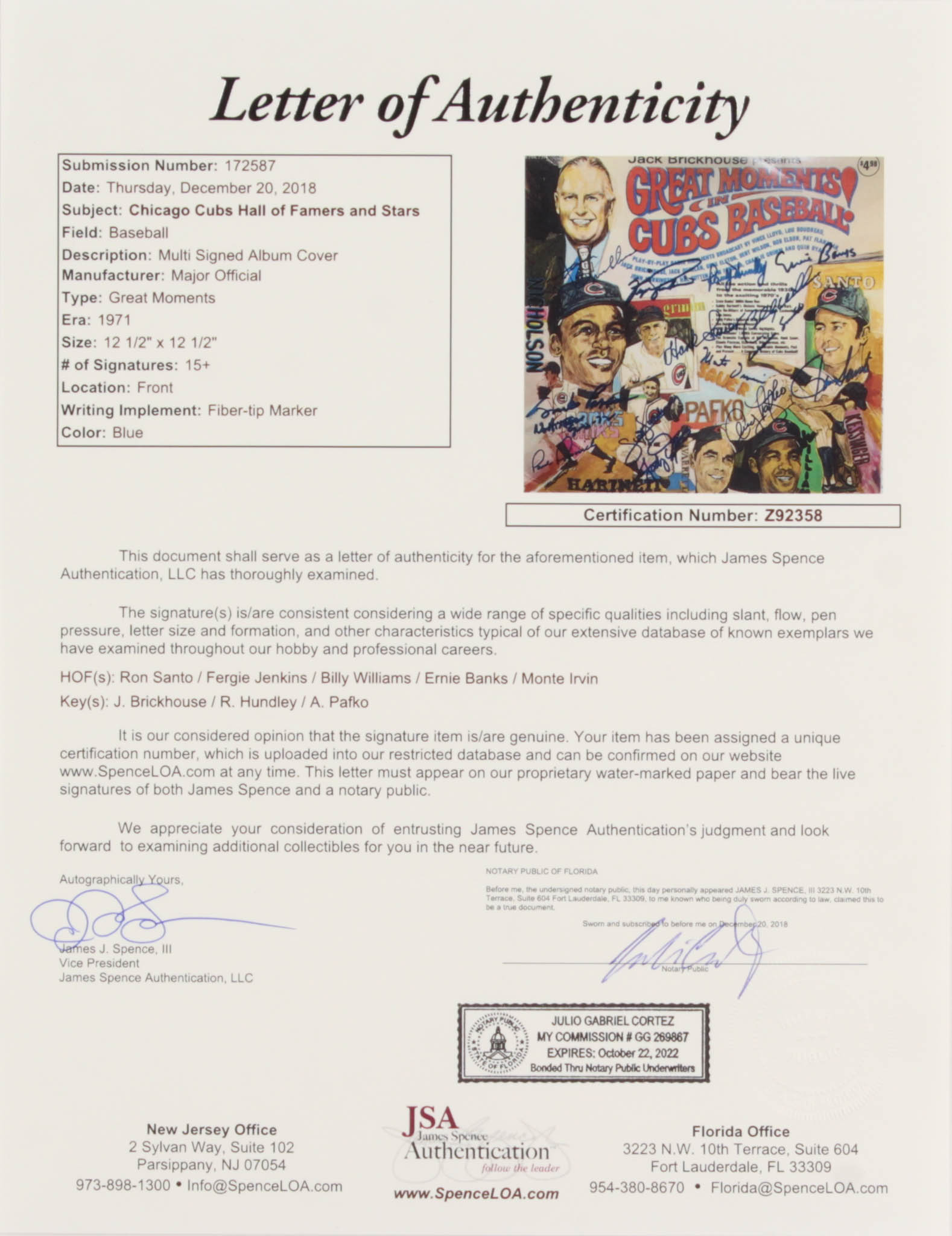 "The Greatest Moments in Cubs Baseball" Vinyl Record Album Signed by (17) with Ron Santo, Fergie Jenkins, Billy Williams, Ernie Banks, Monte Irvin (JSA LOA) at PristineAuction.com "The Greatest Moments in Cubs Baseball" Vinyl Record Album Signed by (17) with Ron Santo, Fergie Jenkins, Billy Williams, Ernie Banks, Monte Irvin (JSA LOA) at PristineAuction.com