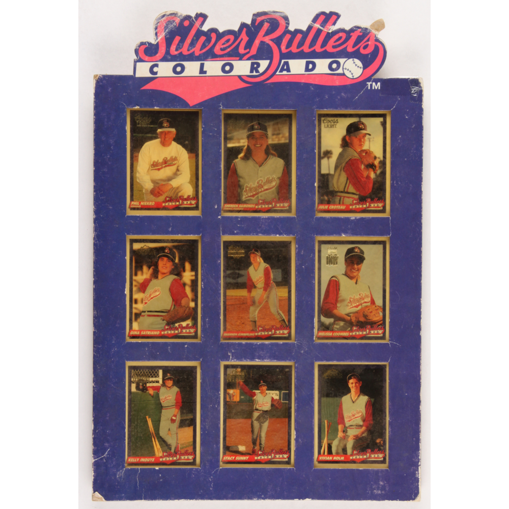 1994 Colorado Silver Bullets Complete Set of (9) Baseball Cards Display