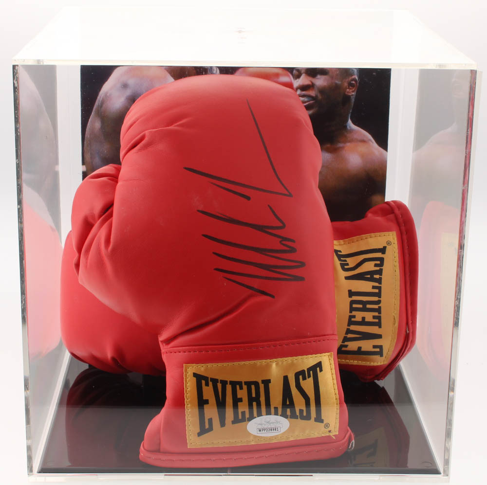 Mike Tyson Signed Everlast Boxing Gloves with Photo Display Case (JSA