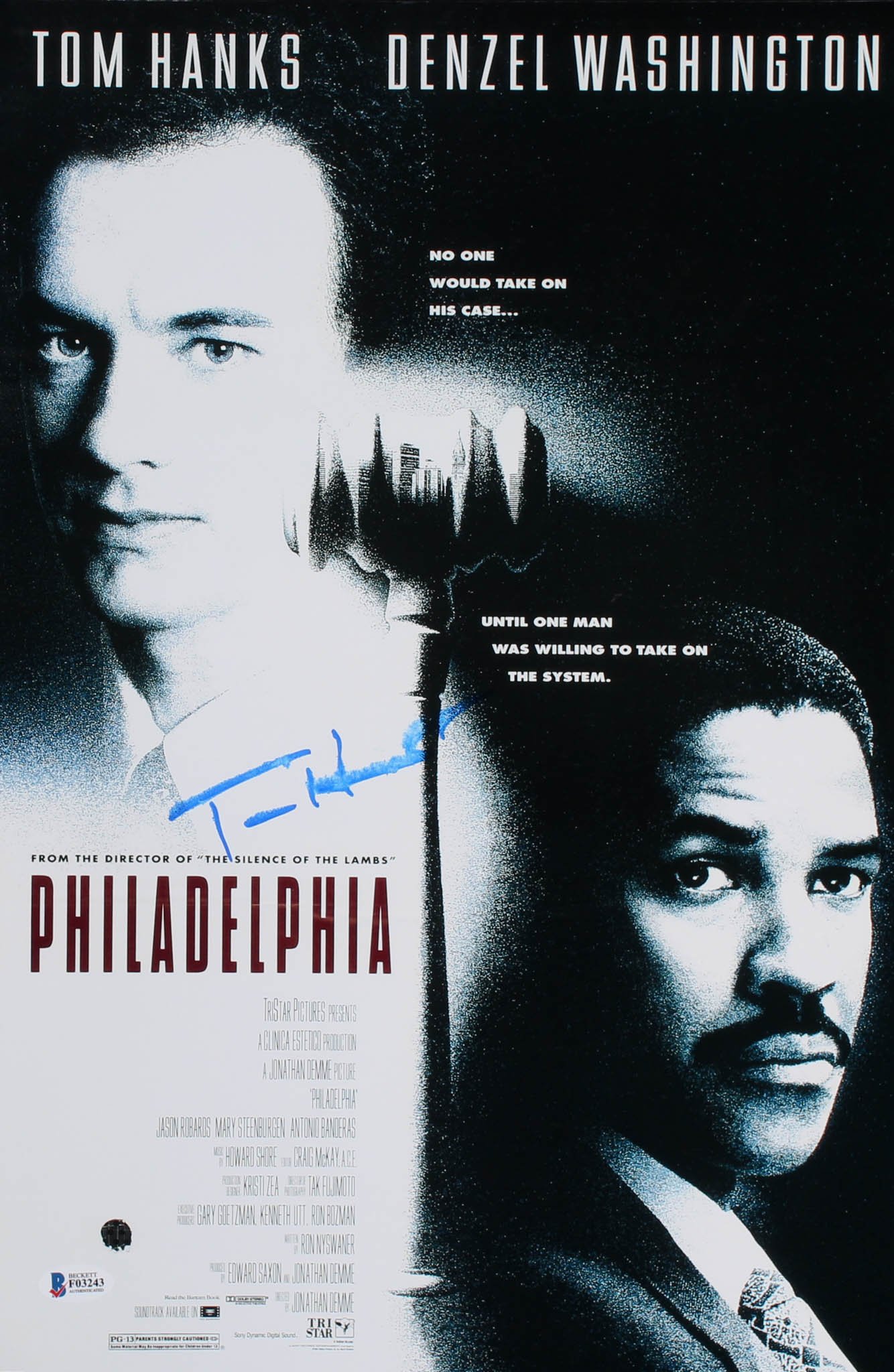 Tom Hanks Signed "Philadelphia" 12x18 Movie Poster (Beckett COA) at PristineAuction.com Tom Hanks Signed "Philadelphia" 12x18 Movie Poster (Beckett COA) at PristineAuction.com