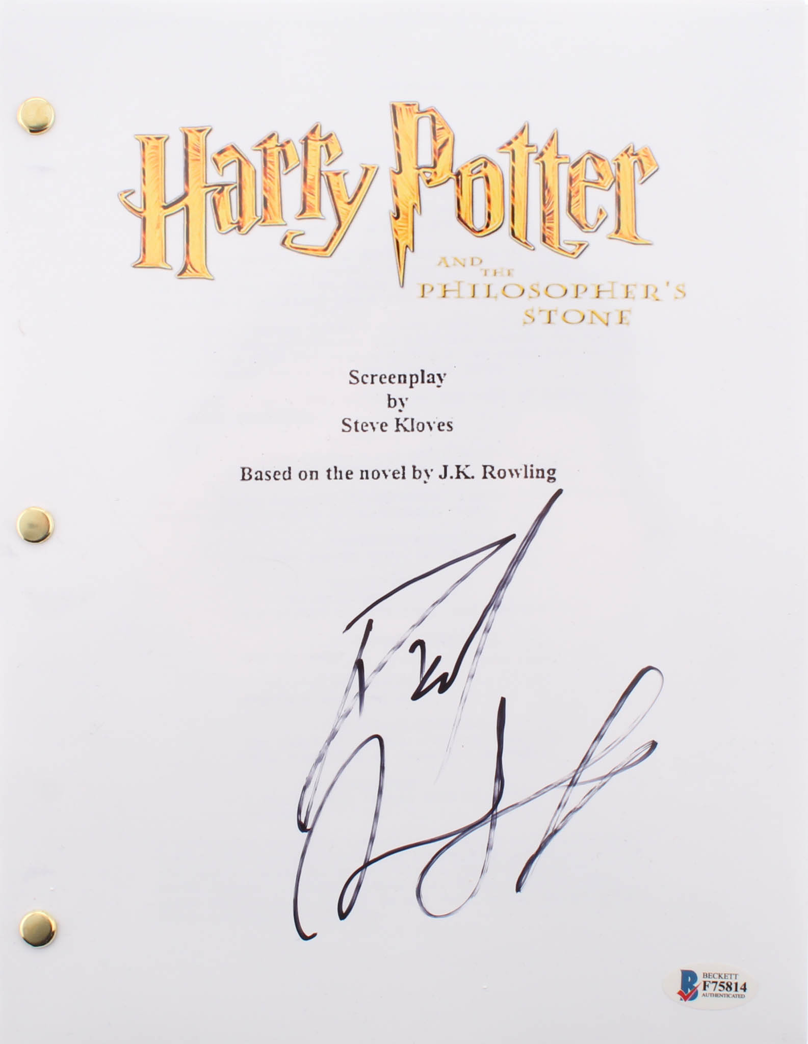 Daniel Radcliffe Signed "Harry Potter and the Philosopher's Stone" Full Movie Script (Beckett COA) at PristineAuction.com Daniel Radcliffe Signed "Harry Potter and the Philosopher's Stone" Full Movie Script (Beckett COA) at PristineAuction.com