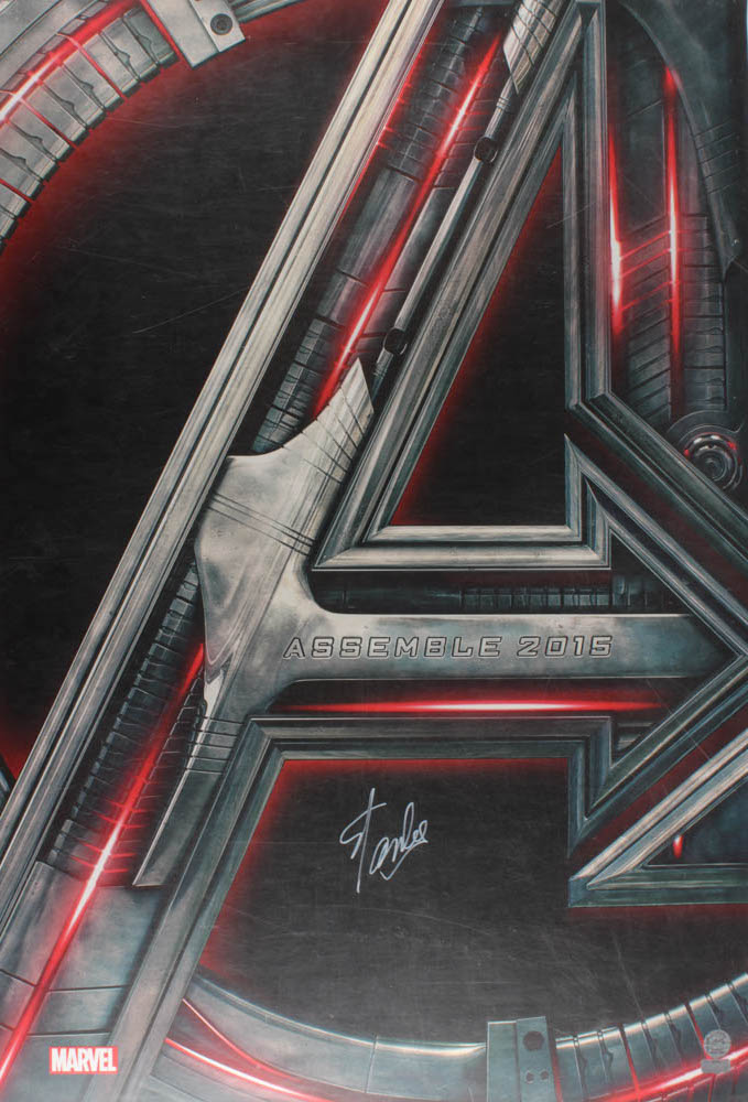 Stan Lee Signed "Avengers: Age of Ultron" 27x40 Movie Poster (Radtke COA & Lee Hologram) (Imperfect) at PristineAuction.com Stan Lee Signed "Avengers: Age of Ultron" 27x40 Movie Poster (Radtke COA & Lee Hologram) (Imperfect) at PristineAuction.com