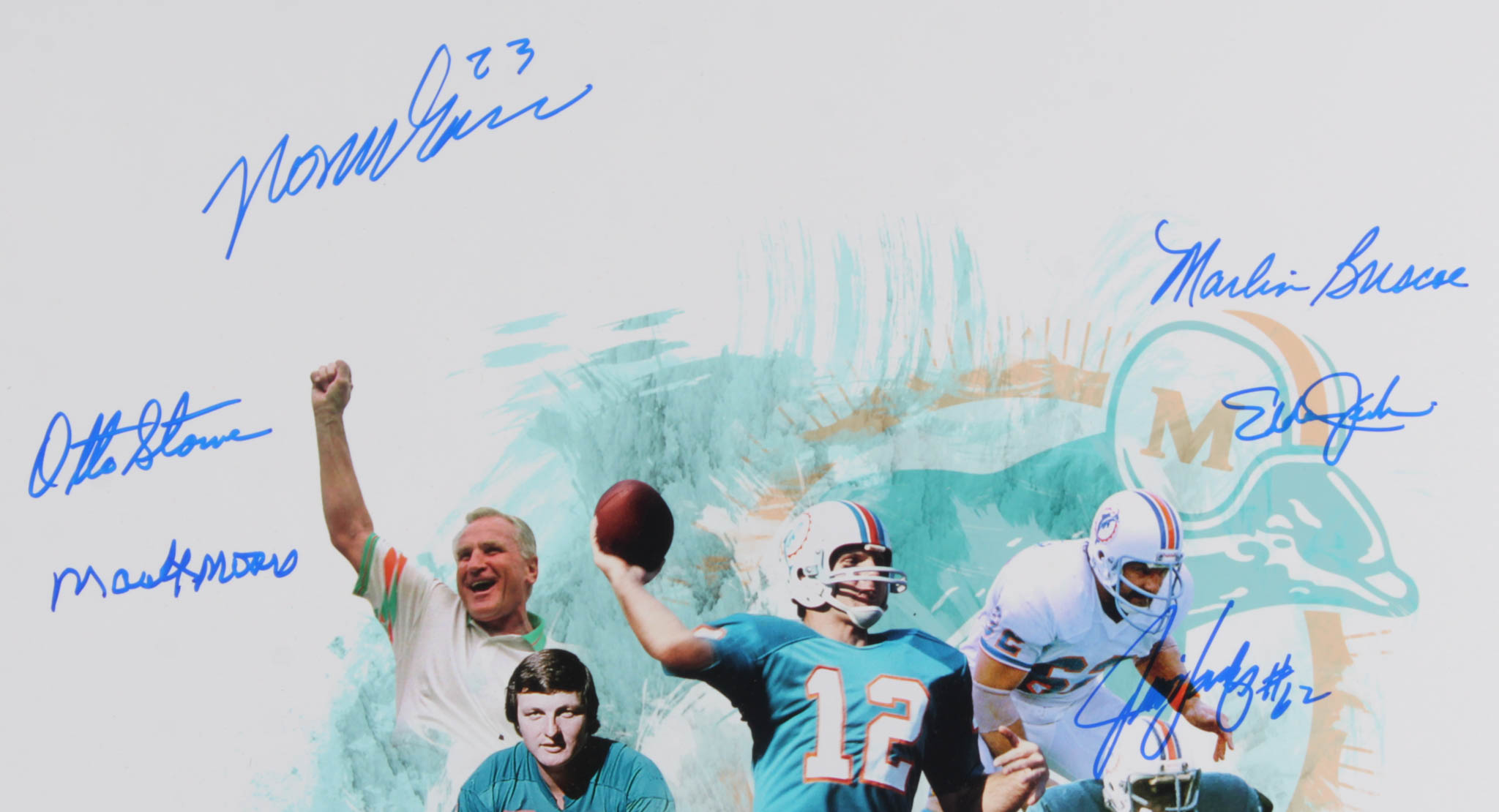 1972 Dolphins 16x20 Photo Signed by (15) with Mercury Morris, Jim Langer, Dick Anderson, & Bob Heinz Inscribed "MVP SB VII" (MAB Hologram) at PristineAuction.com 1972 Dolphins 16x20 Photo Signed by (15) with Mercury Morris, Jim Langer, Dick Anderson, & Bob Heinz Inscribed "MVP SB VII" (MAB Hologram) at PristineAuction.com